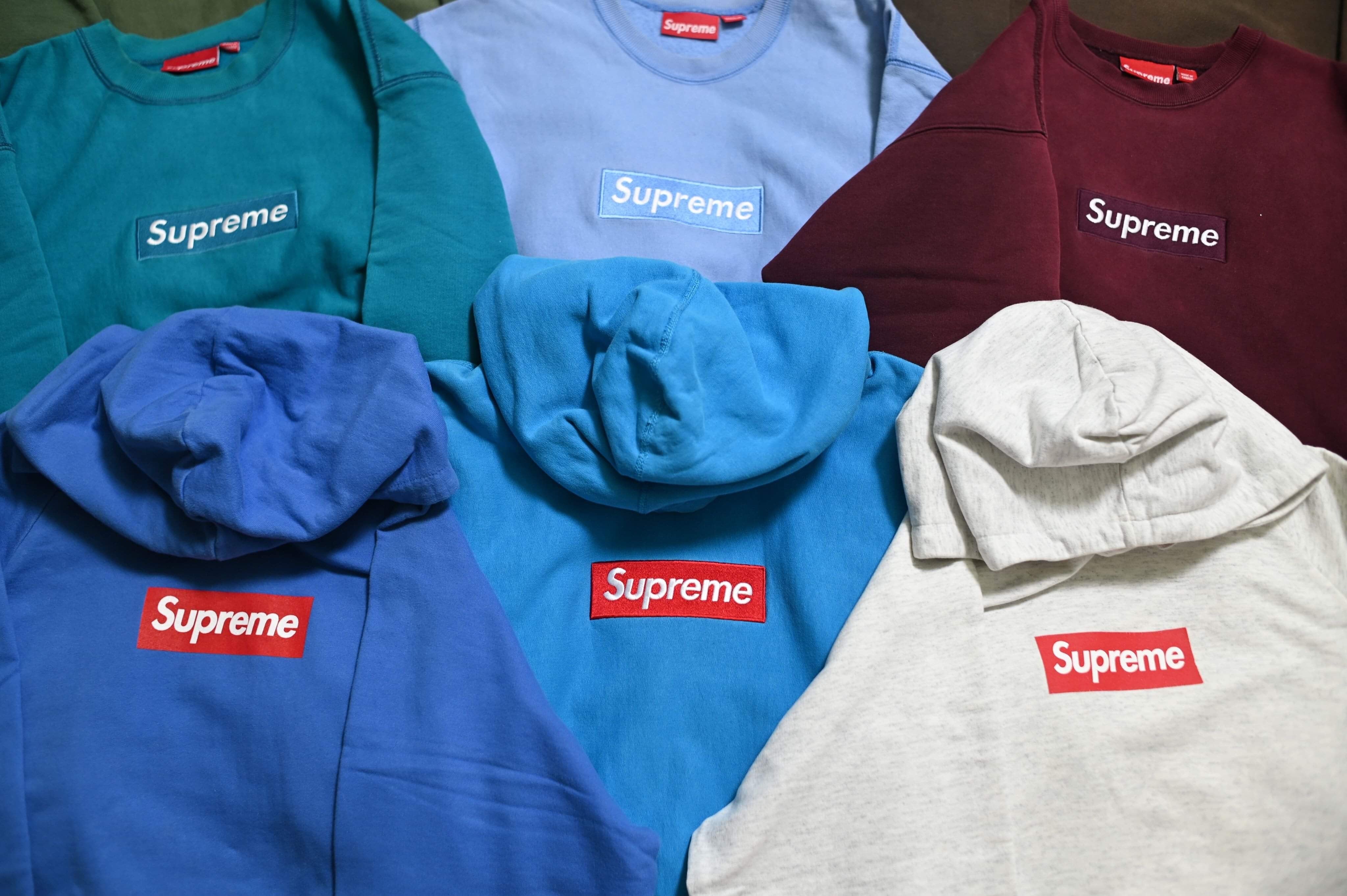 Supreme grey best sale red box logo