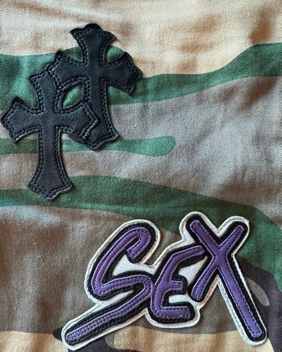 Chrome Hearts Matty Boy Cross Patch Sex Records Camo Cargo Shorts