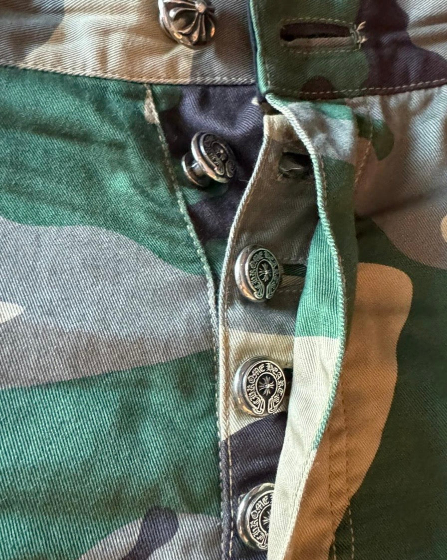 Chrome Hearts Matty Boy Cross Patch Sex Records Camo Cargo Shorts
