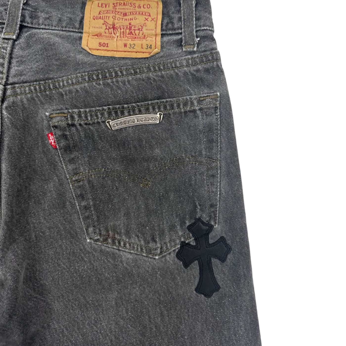 Chrome Hearts Cross Patch Levi’s Black Denim Jeans