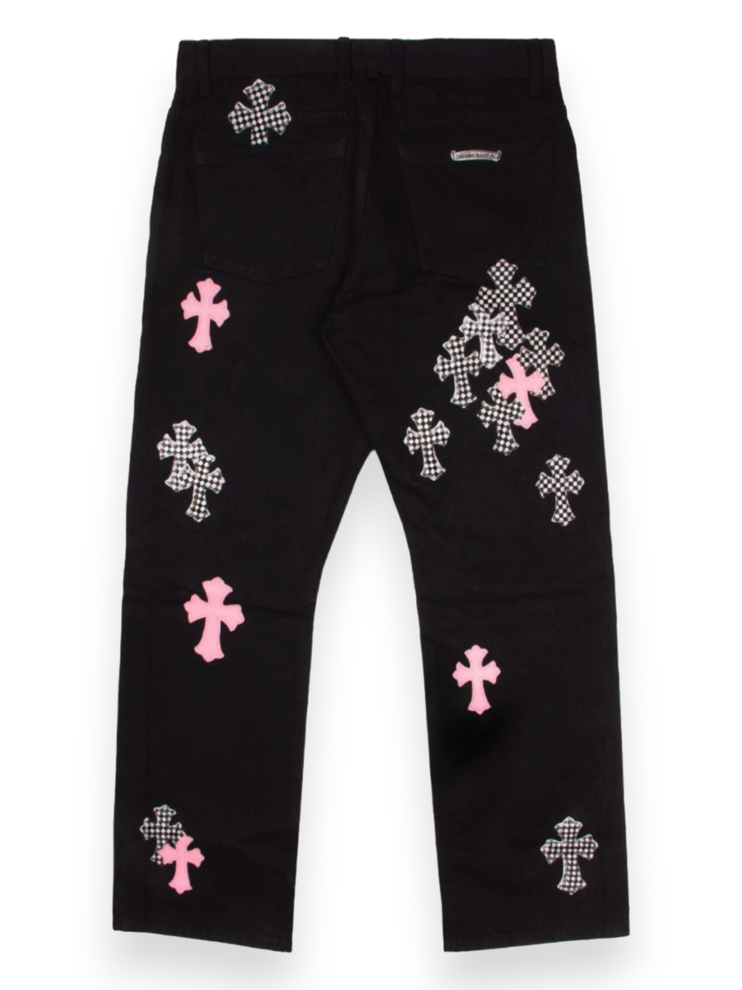 Chrome Hearts Pink Checkered Cross Patch Black Levi’s Denim Jeans