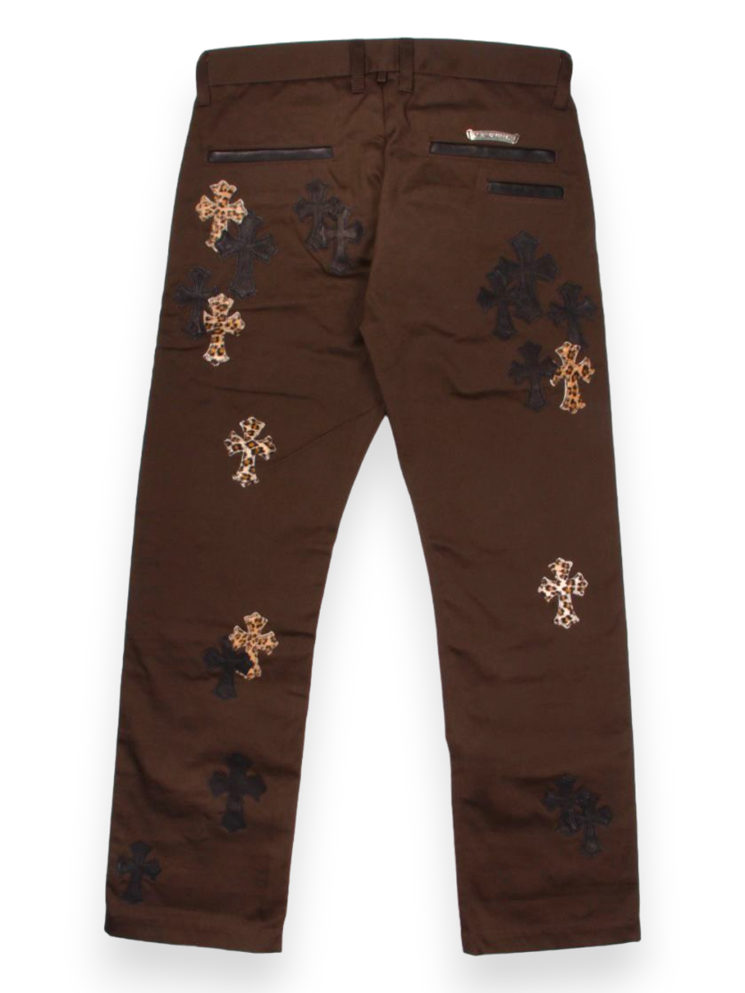 Chrome Hearts Leopard Black Cross Patch Brown Chinos