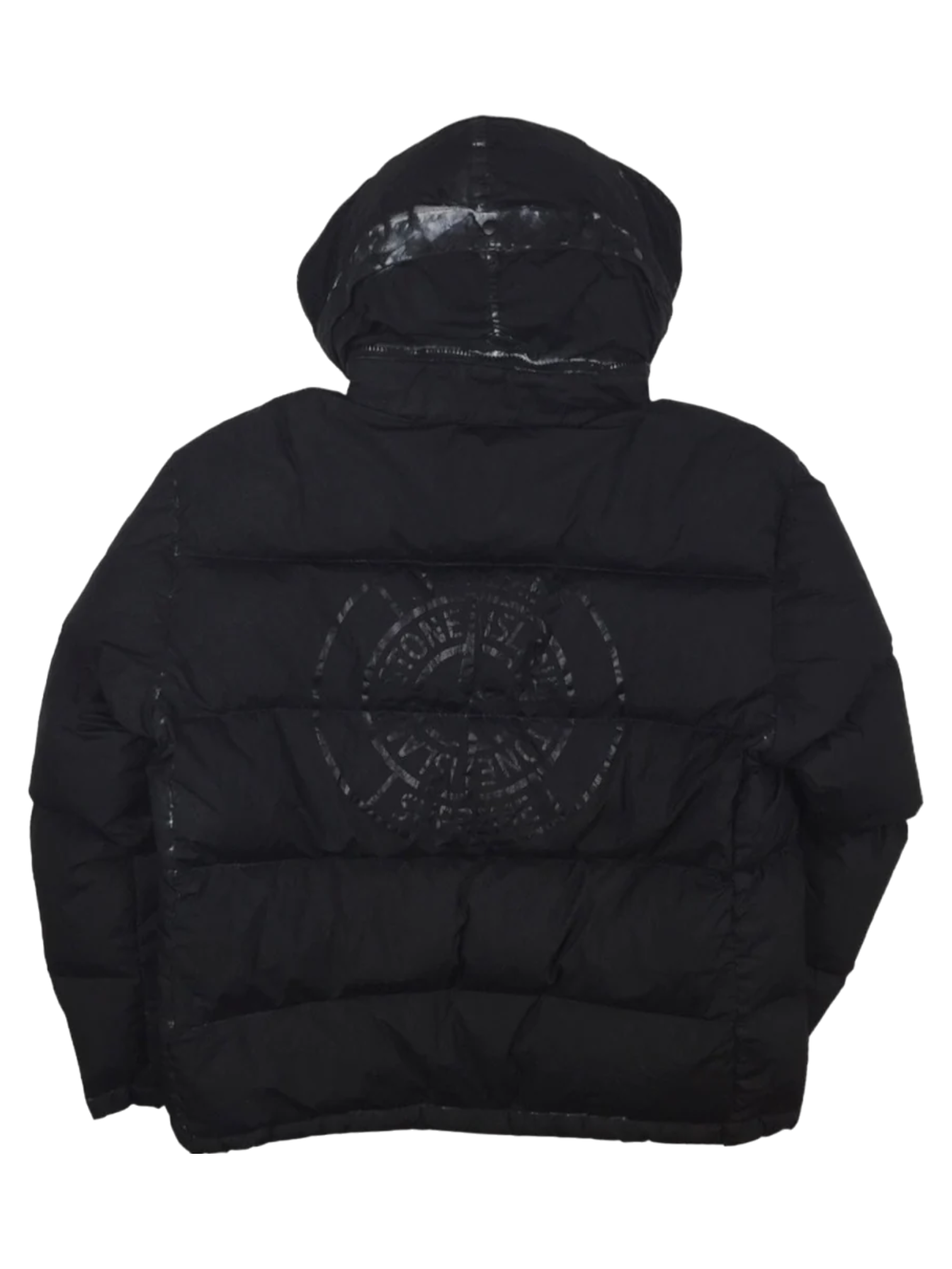 2020 Supreme x Stone Island Black Paintball Camo Crinkle Reps Puffer Jacket