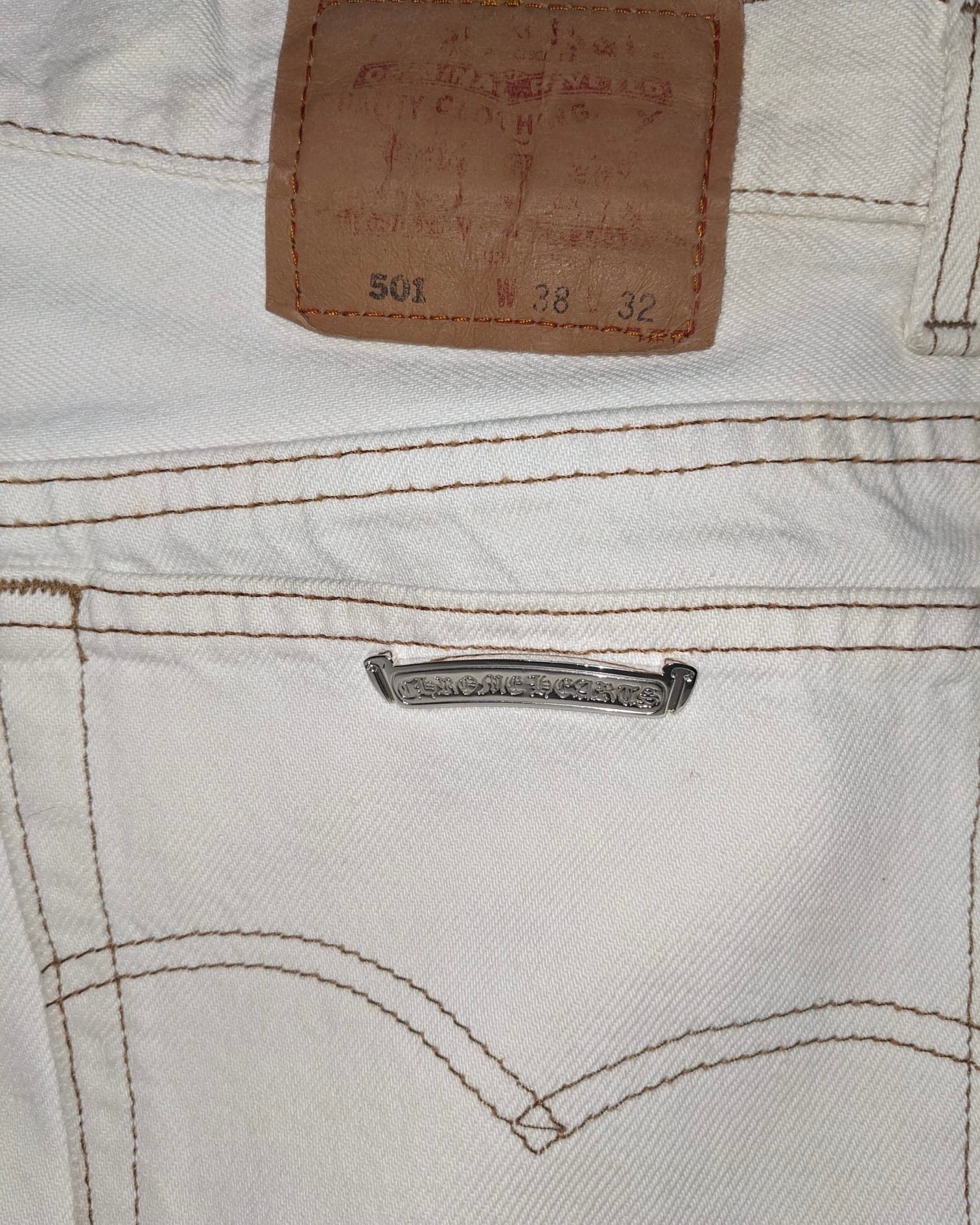 Chrome Hearts Matty Boy 1/1 Custom Painted Levi's Cross Patch Jeans