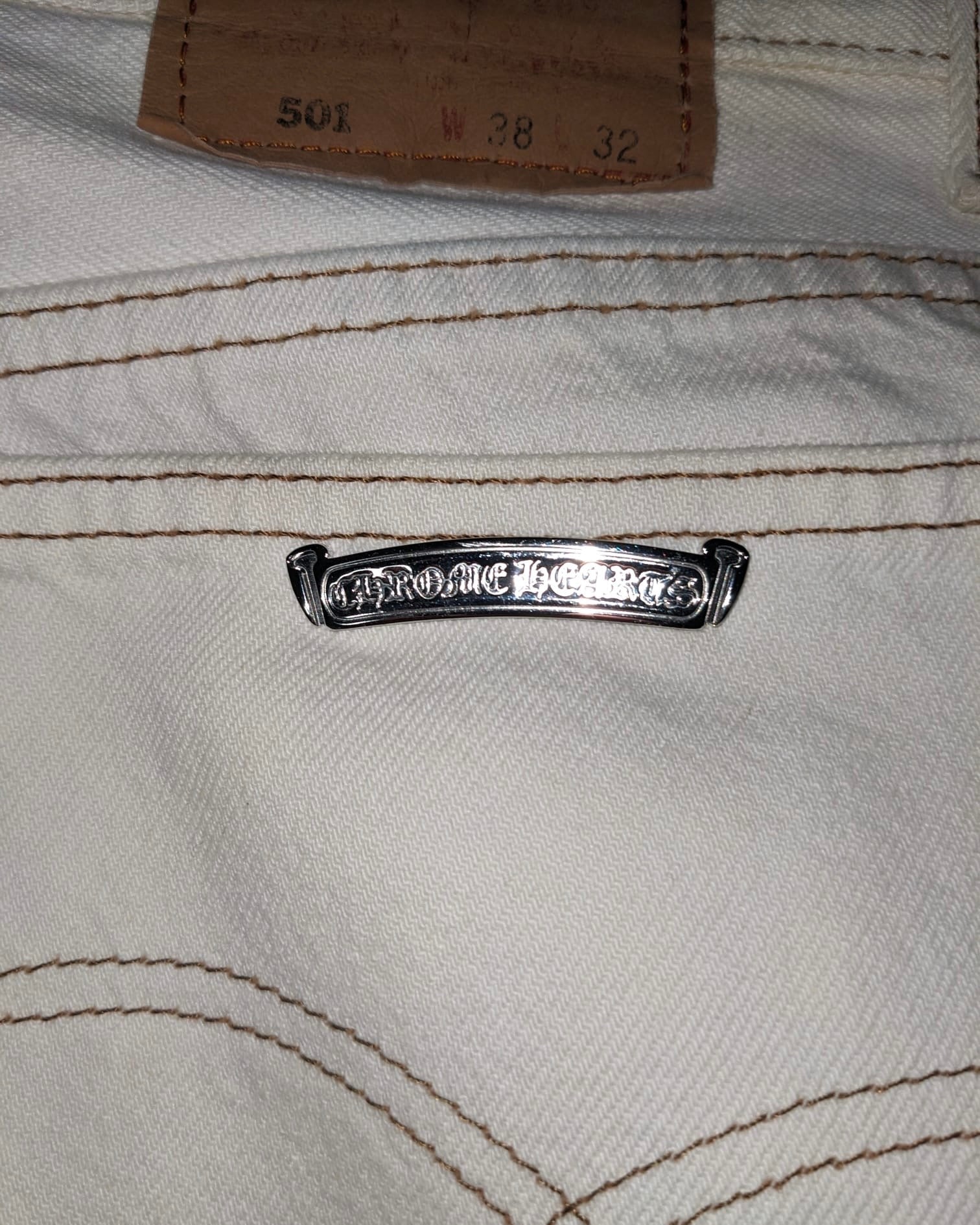 Chrome Hearts Matty Boy 1/1 Custom Painted Levi's Cross Patch Jeans
