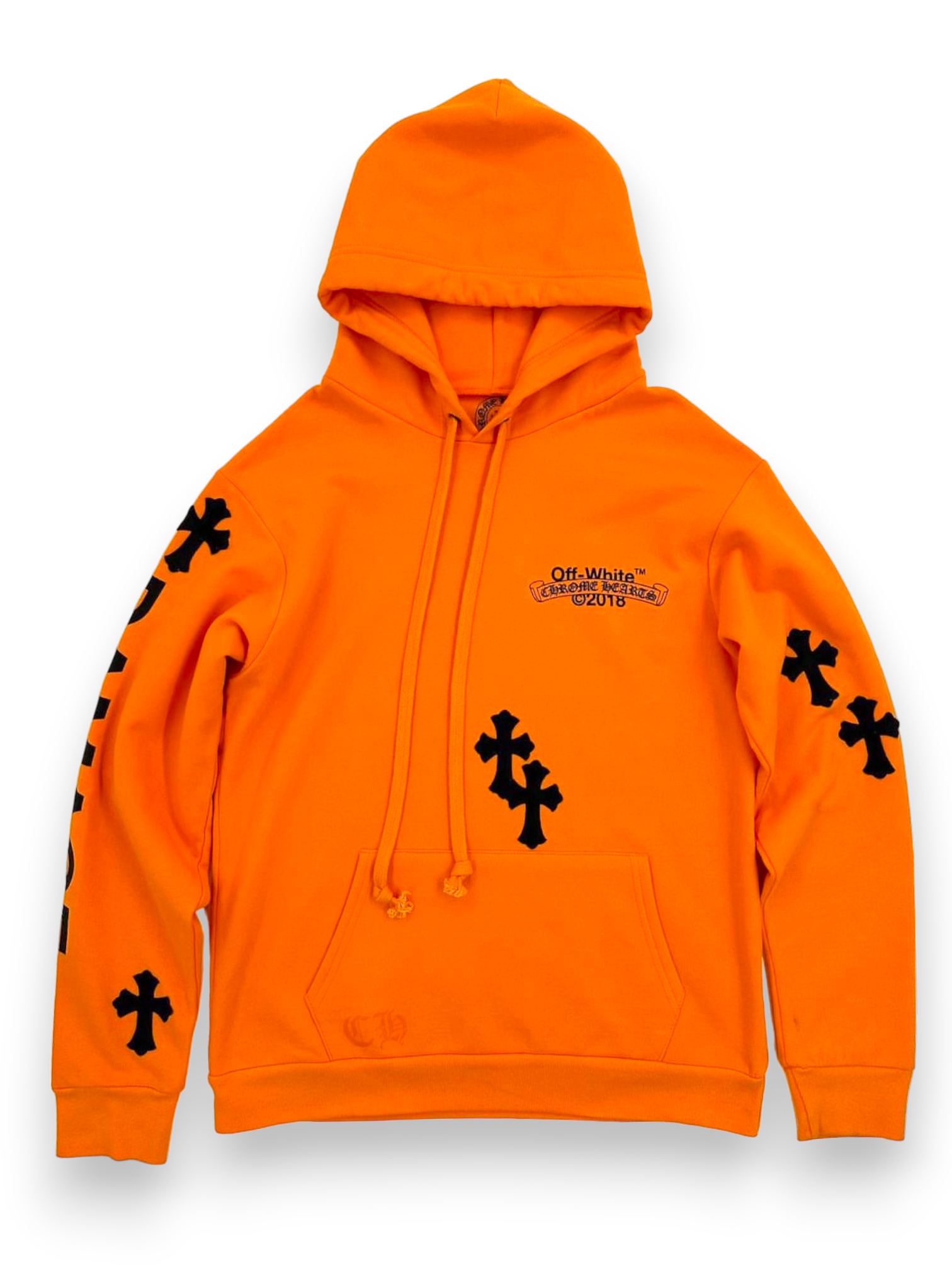 Chrome Hearts x Off-White 1/Friends and Family Orange Cross Patch Hoodie