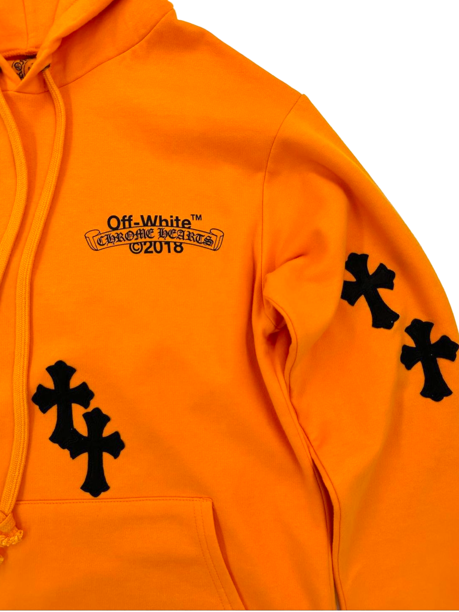 Chrome Hearts x Off-White 1/Friends and Family Orange Cross Patch Hoodie