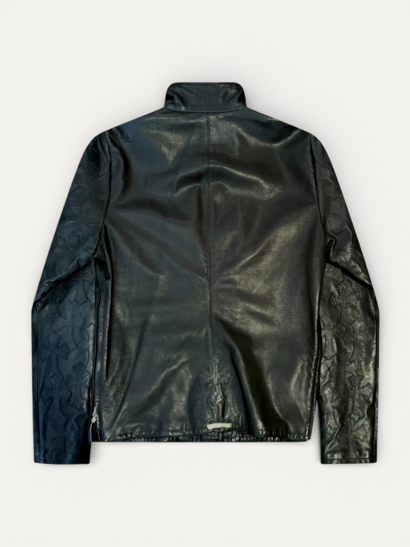 Chrome Hearts Black Cross Patch Leather Jacket