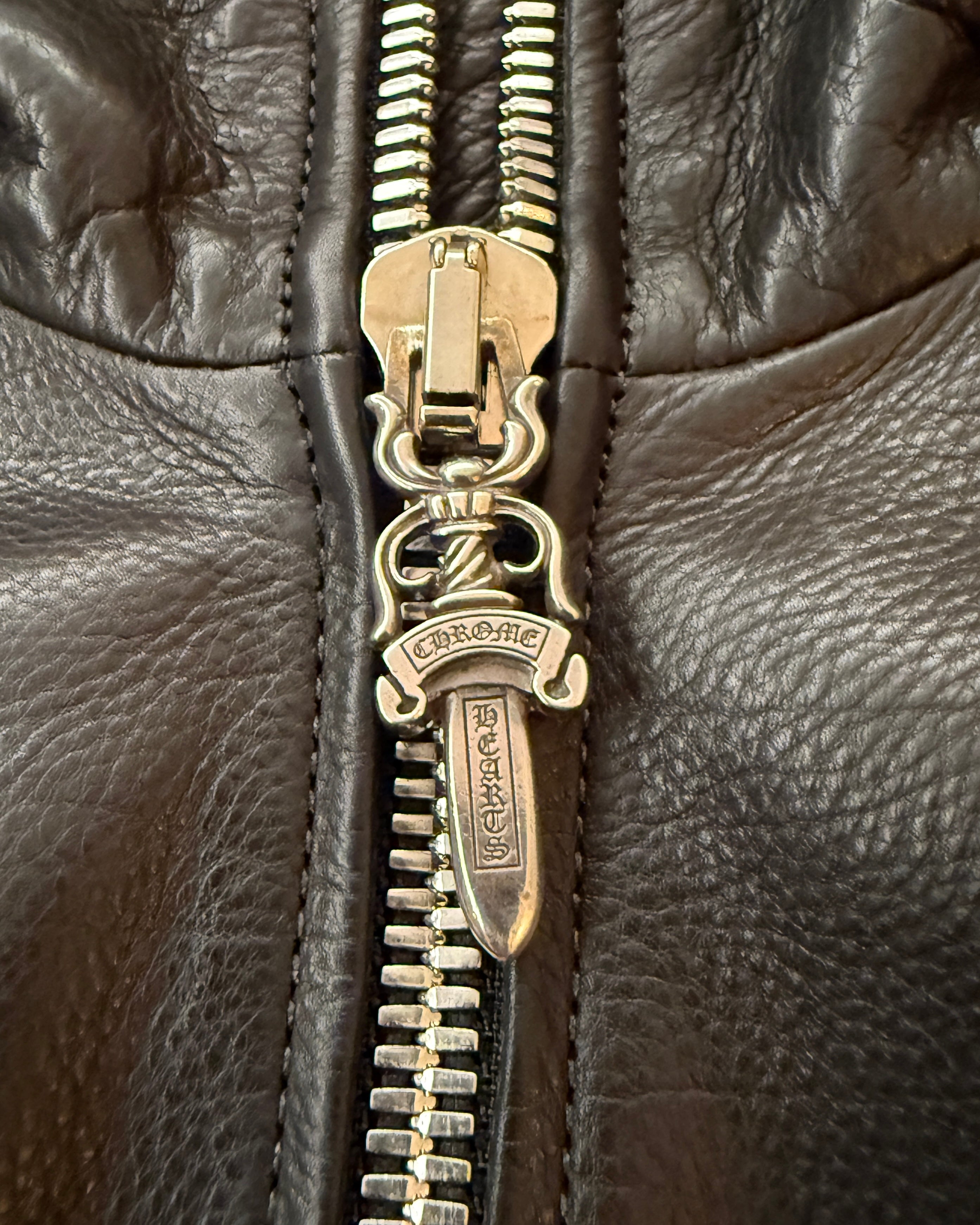 Chrome Hearts Black Cross Patch Leather Jacket