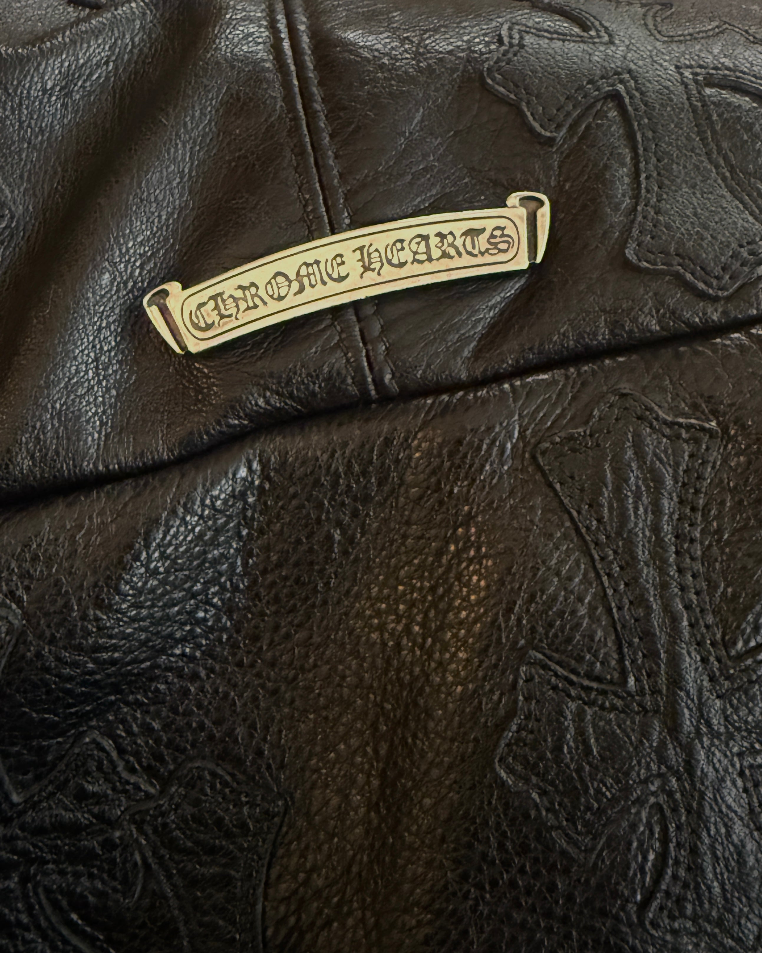Chrome Hearts Black Cross Patch Leather Snat