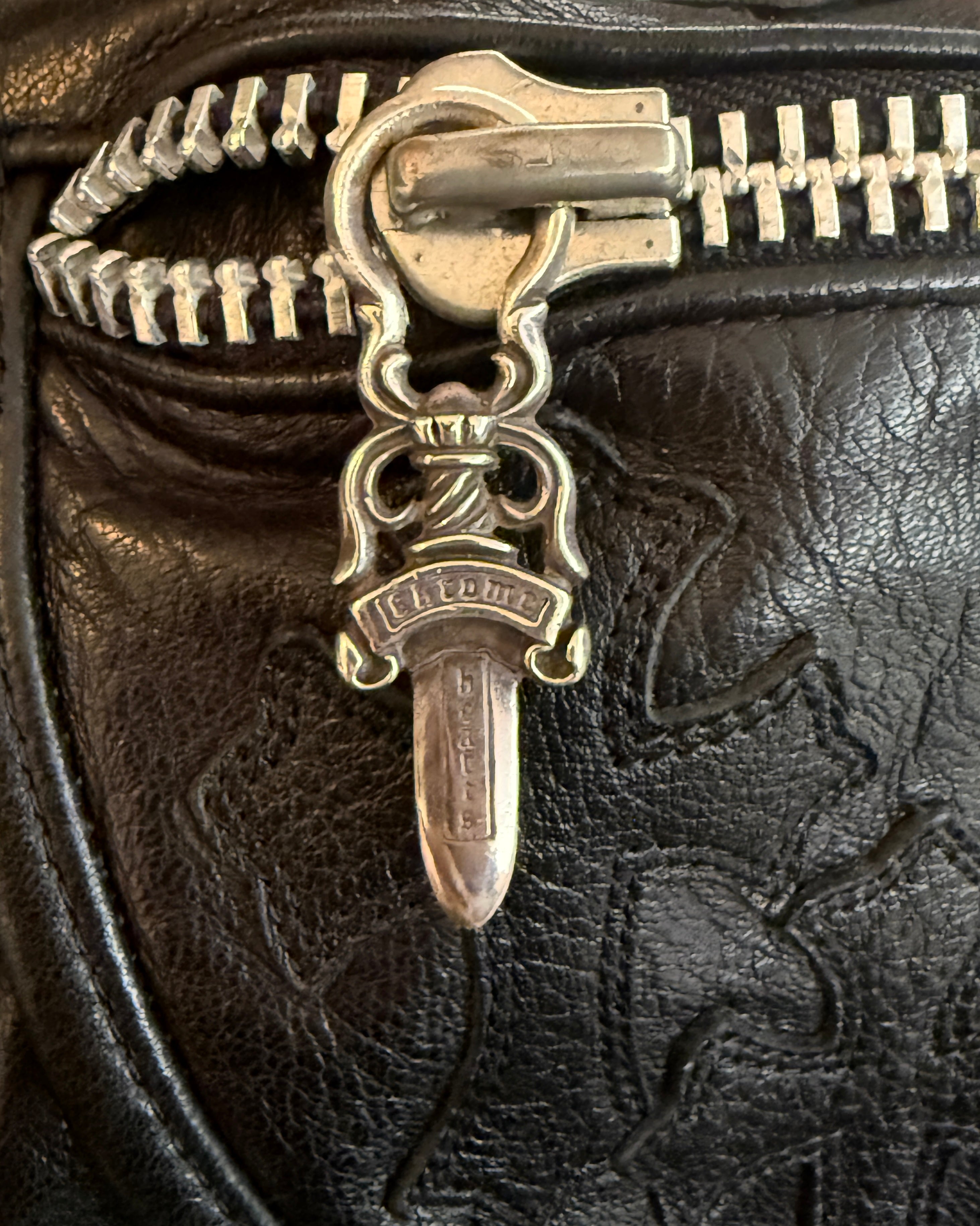 Chrome Hearts Black Cross Patch Leather Snat