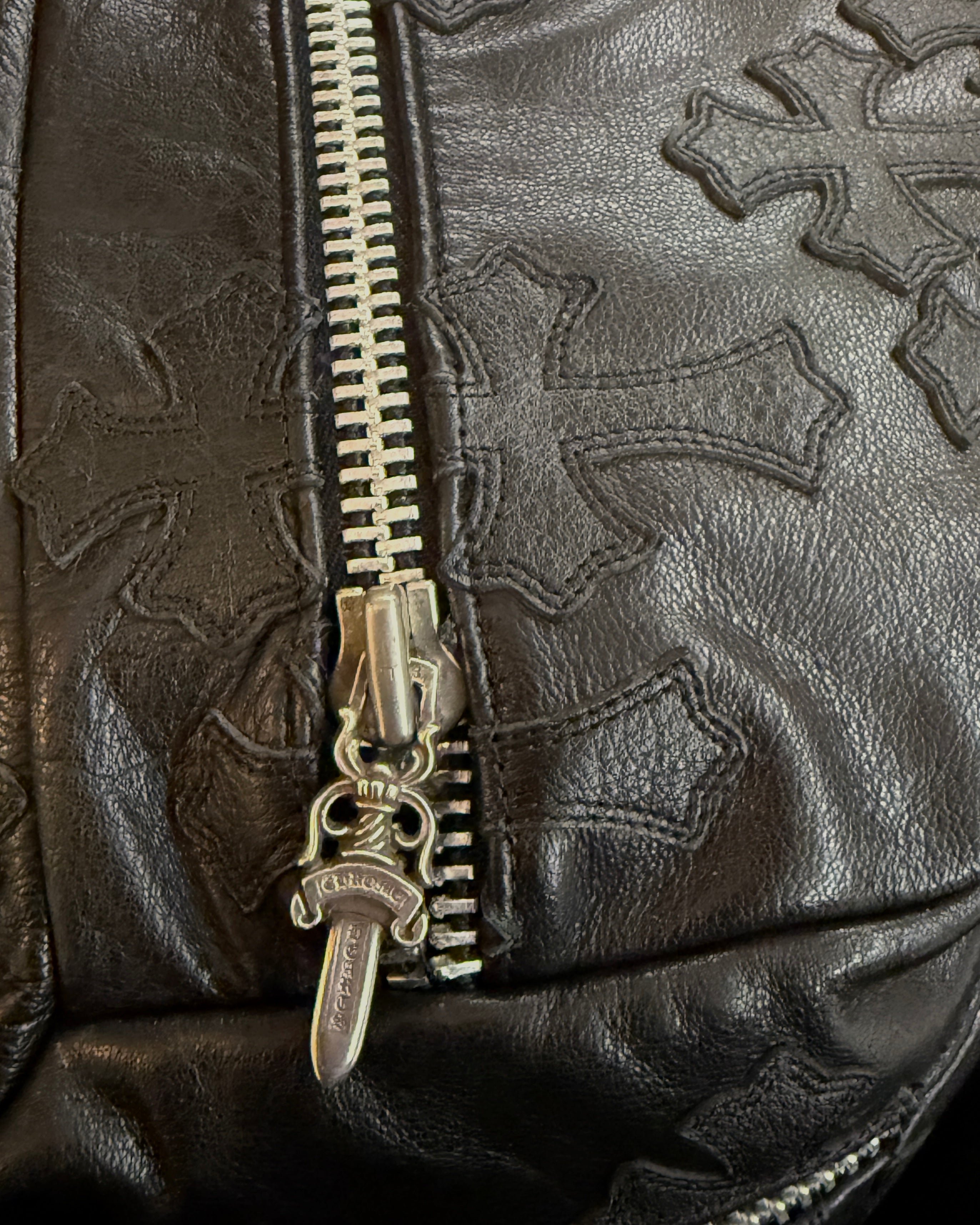 Chrome Hearts Black Cross Patch Leather Snat