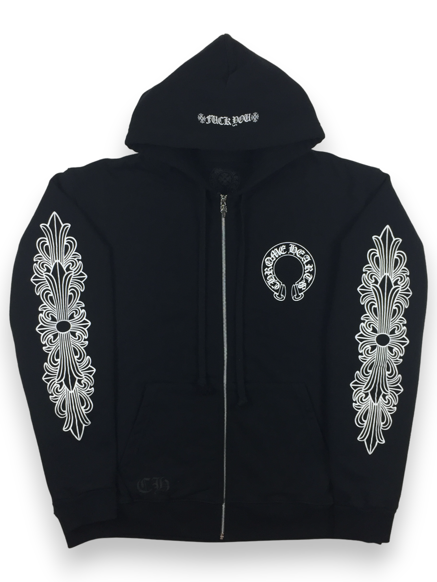 Chrome Hearts Black Floral Logo Zip Up Hoodie