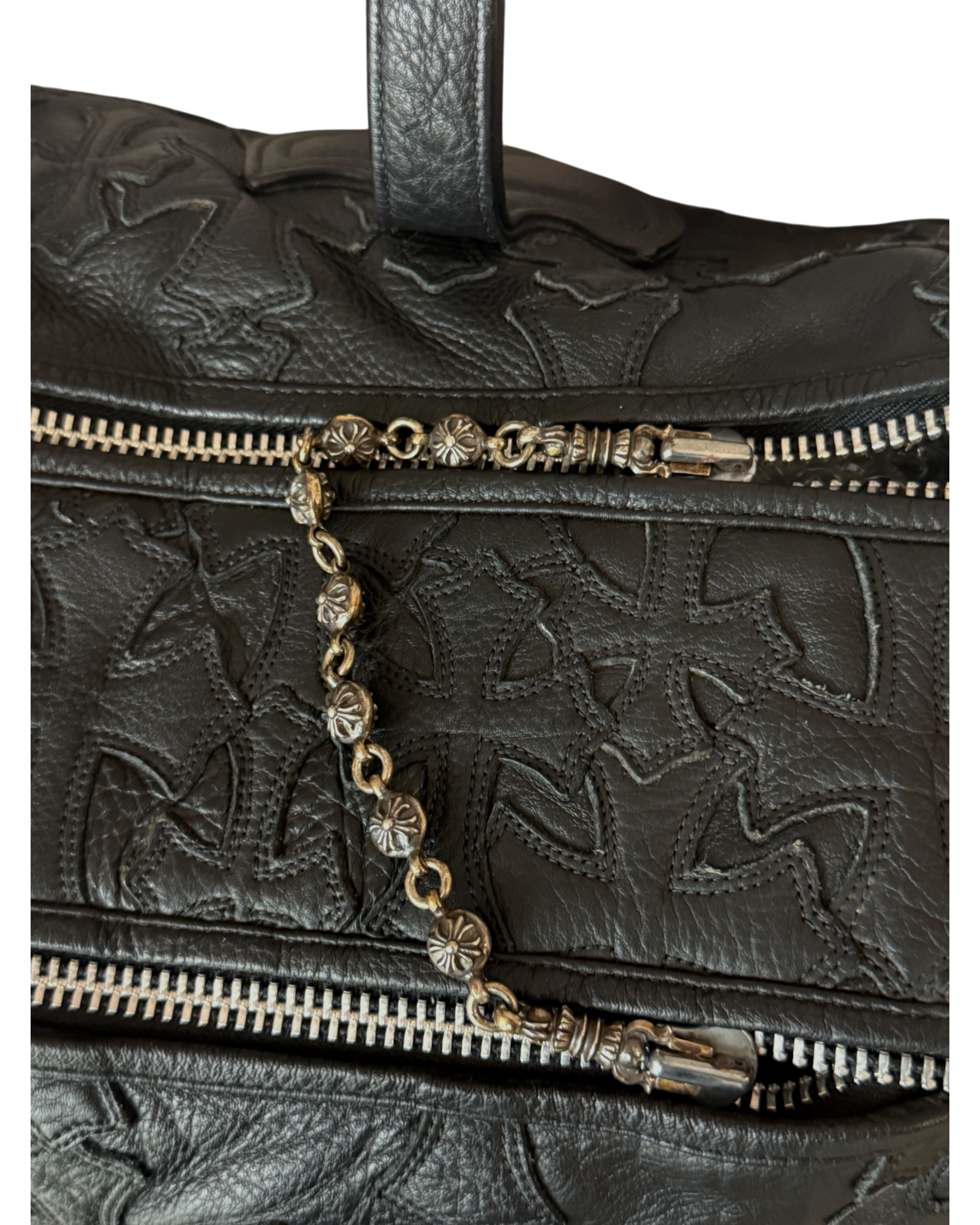 Chrome Hearts Cemetery Cross Patch Dagger Leather Duffle