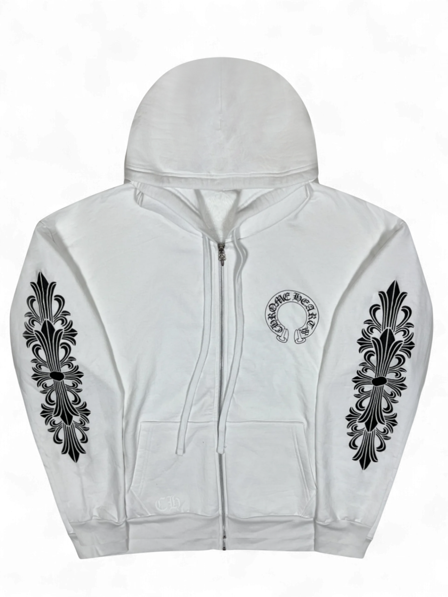 Chrome Hearts White Horseshoe Zip Up Hoodie
