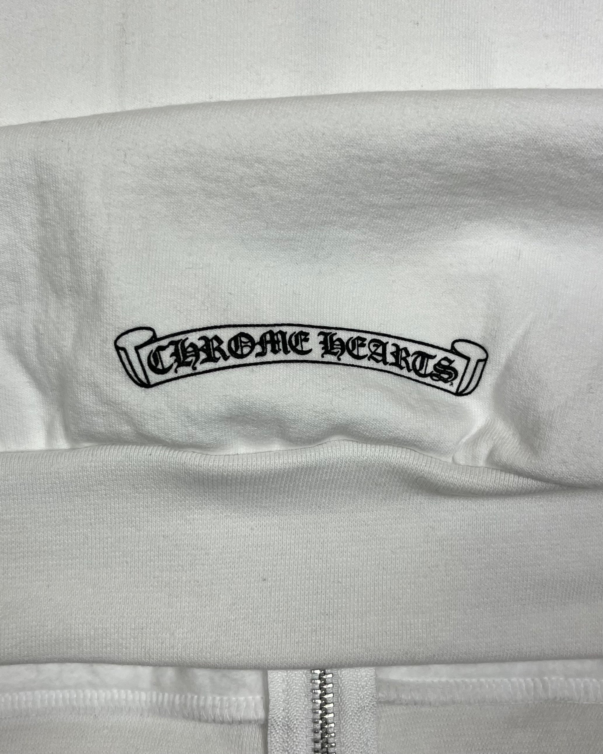 Chrome Hearts White Horseshoe Zip Up Hoodie