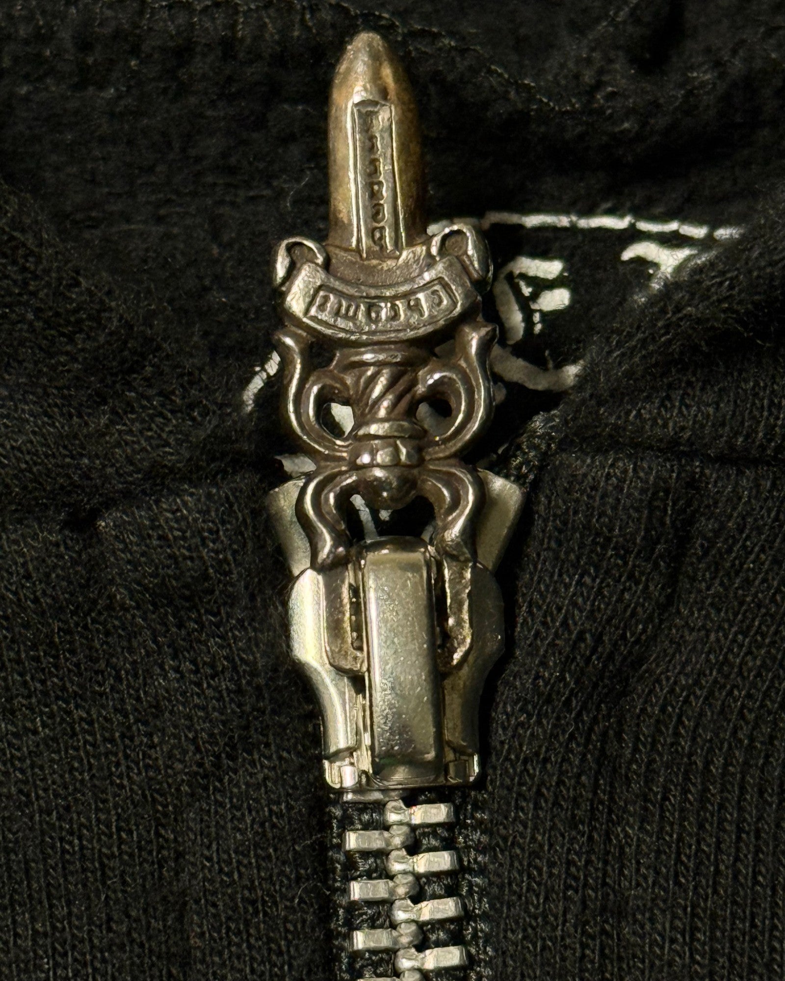 Chrome Hearts Black Scroll Logo Zip-Up Hoodie