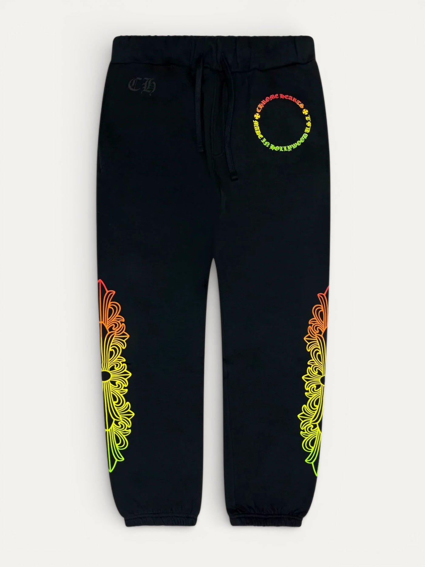 Chrome Hearts Gradient Multi Color Logo Black Sweatpants