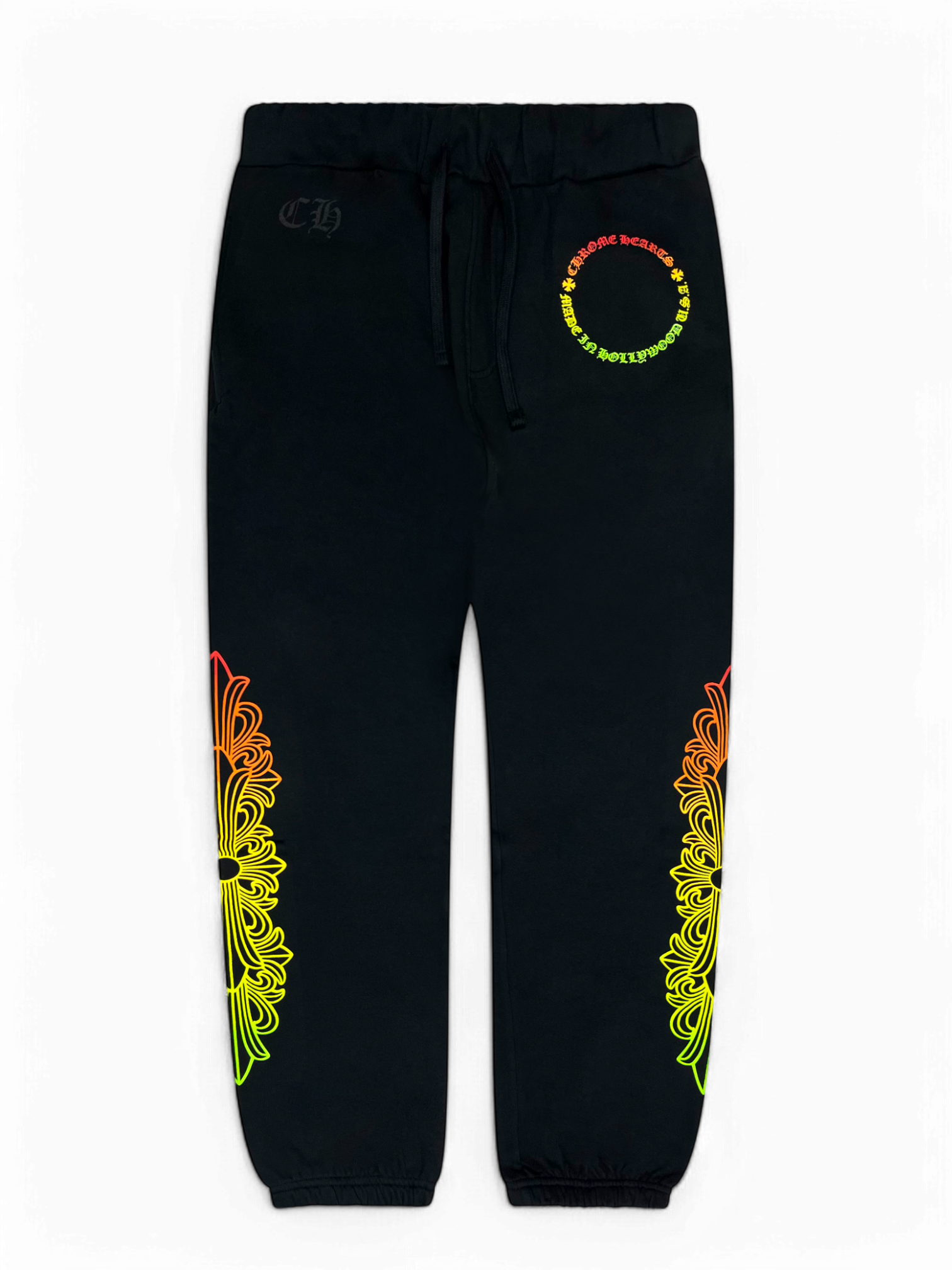 Chrome Hearts Gradient Multi Color Logo Black Sweatpants
