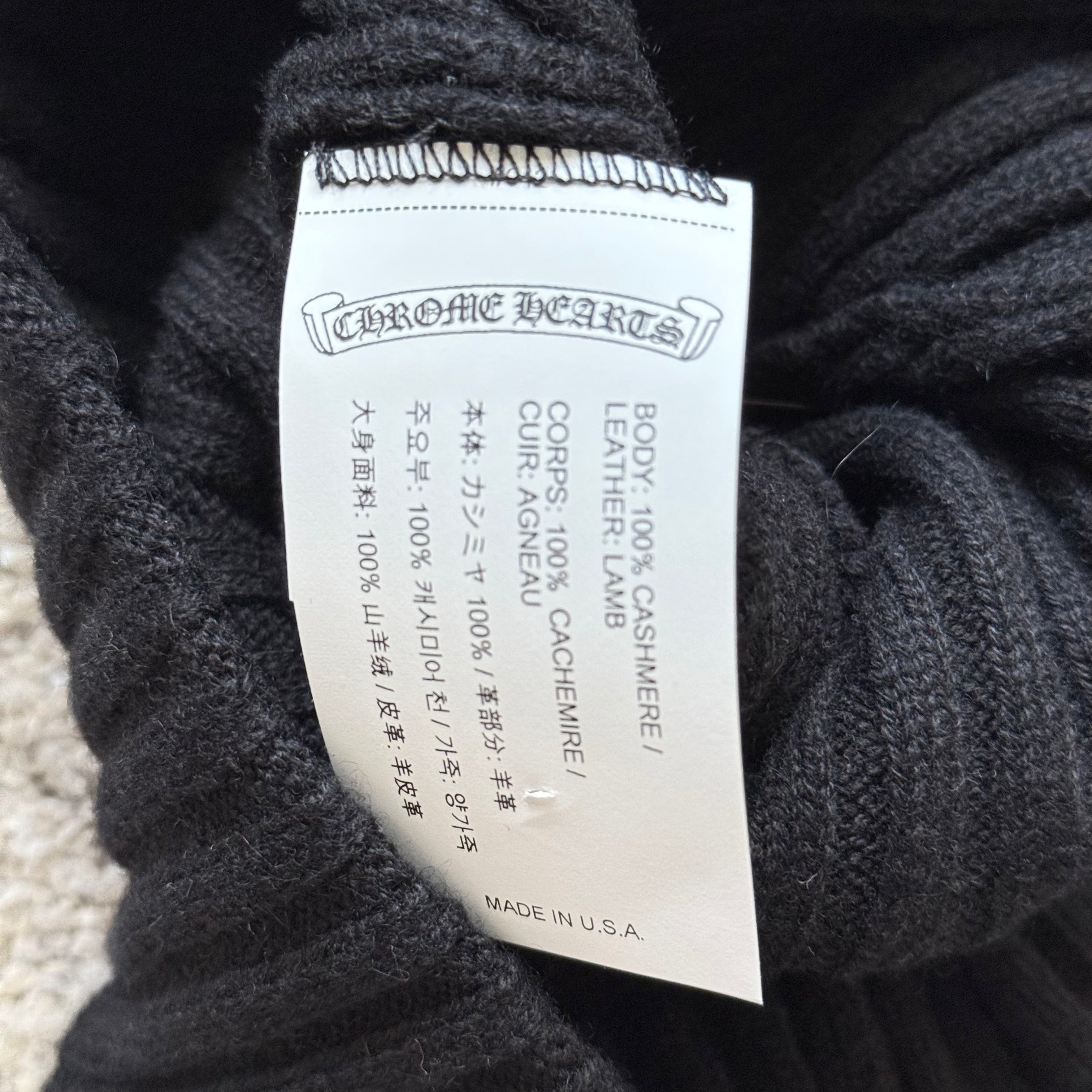 Chrome Hearts Black Cashmere Cross Patch Beanie