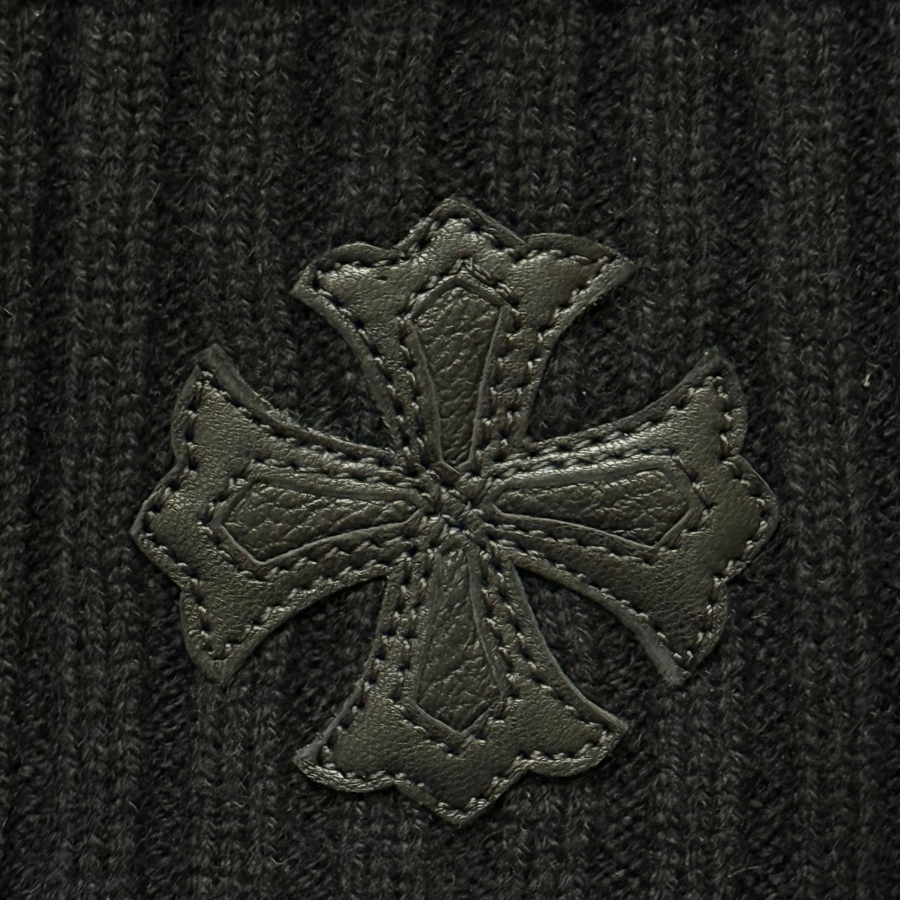 Chrome Hearts Black Cashmere Cross Patch Beanie