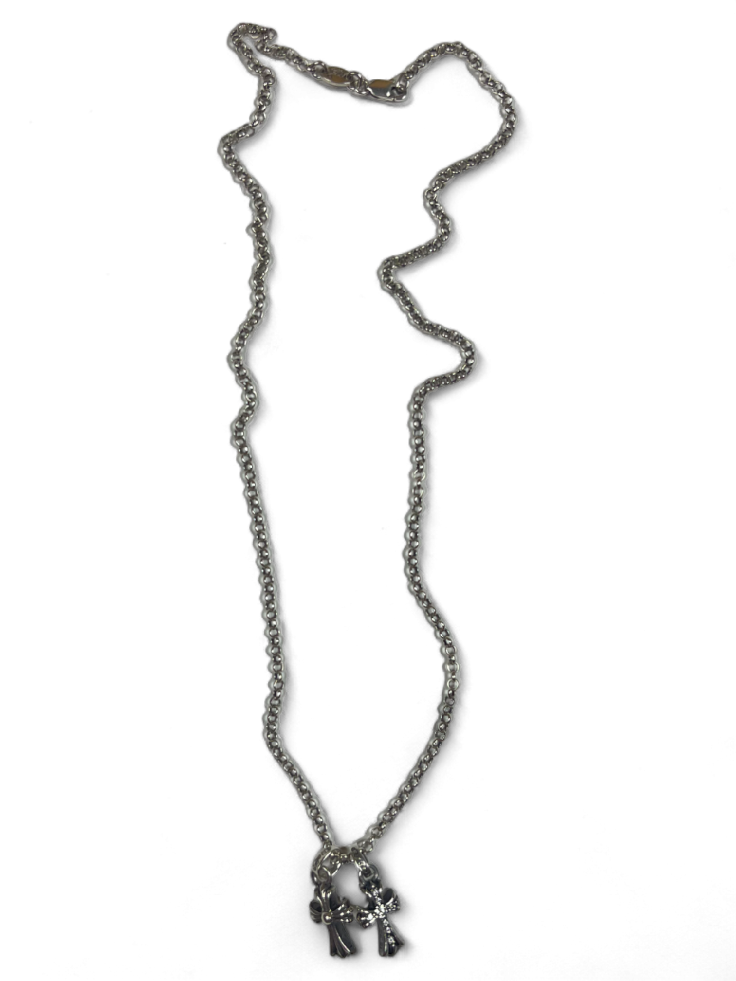 Chrome Hearts Roller Baby Fat Diamond Cross Necklace