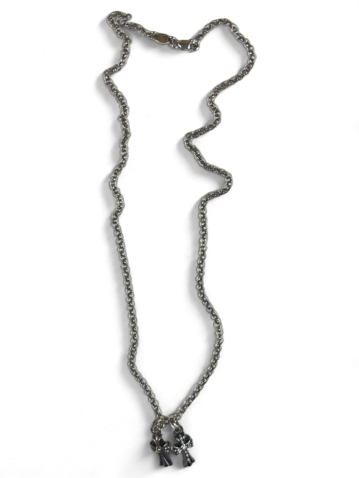 Chrome Hearts Roller Baby Fat Diamond Cross Necklace