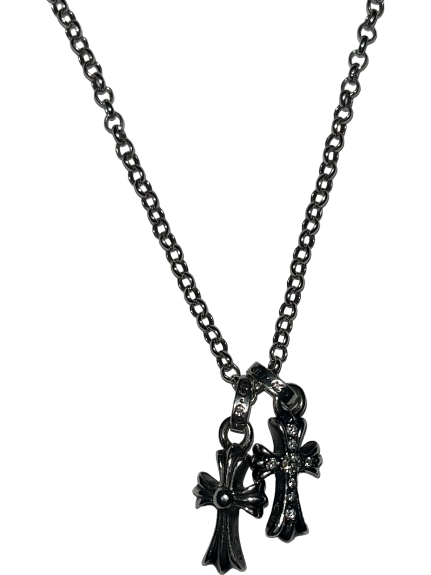 Chrome Hearts Roller Baby Fat Diamond Cross Necklace