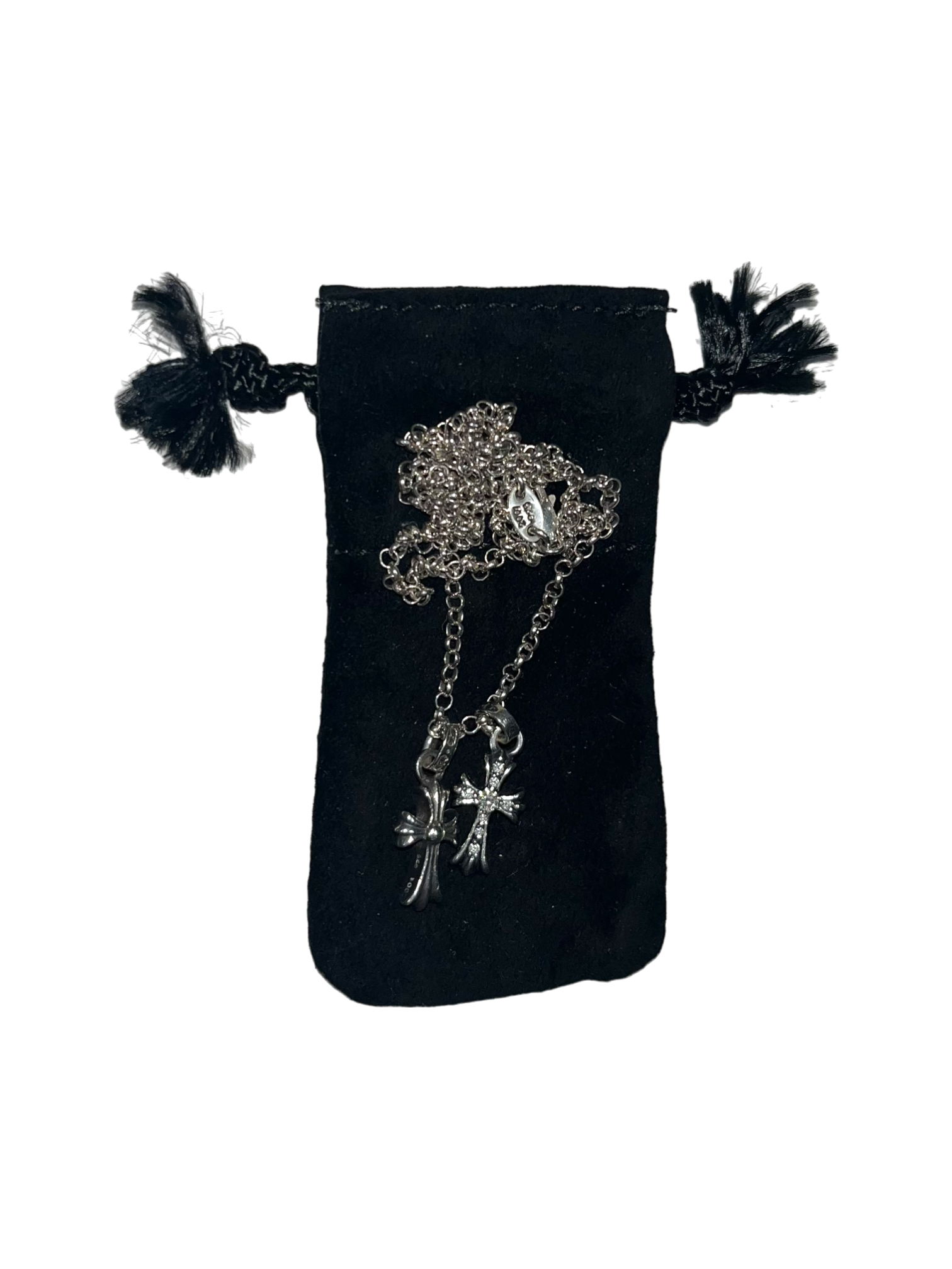 Chrome Hearts Roller Baby Fat Diamond Cross Necklace