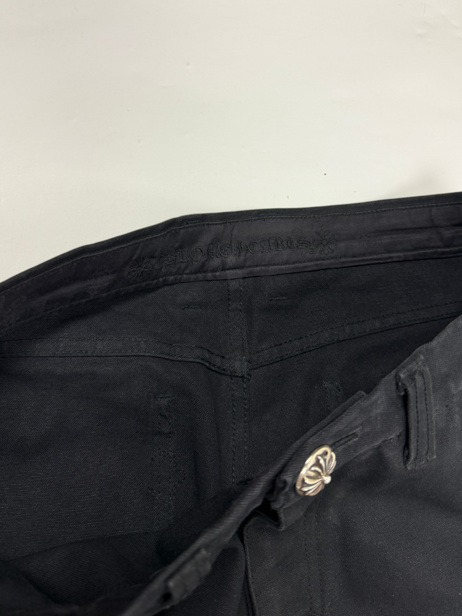 Chrome Hearts Cross Patch Double Knee Black Carpenter Pants