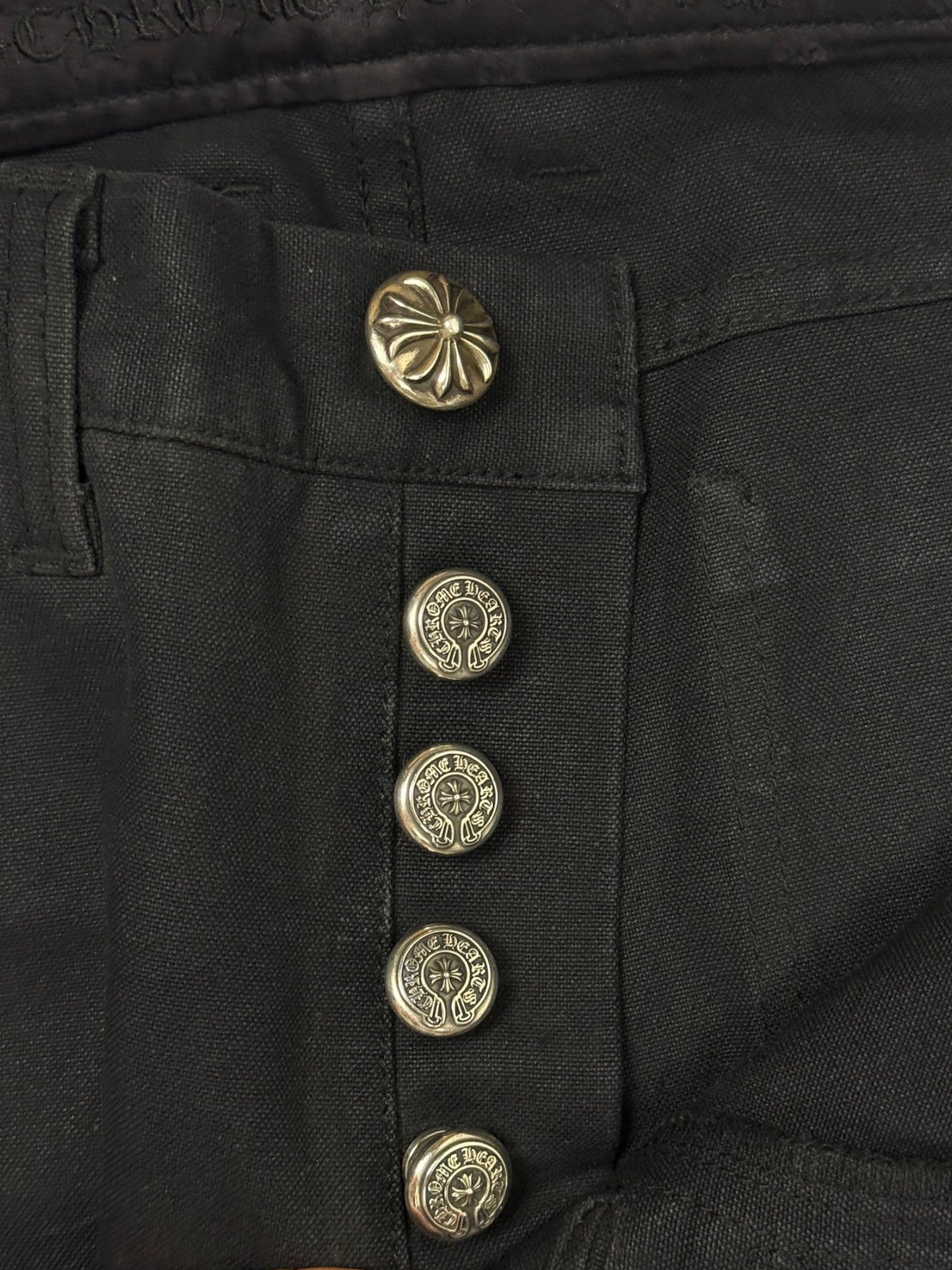 Chrome Hearts Cross Patch Double Knee Black Carpenter Pants