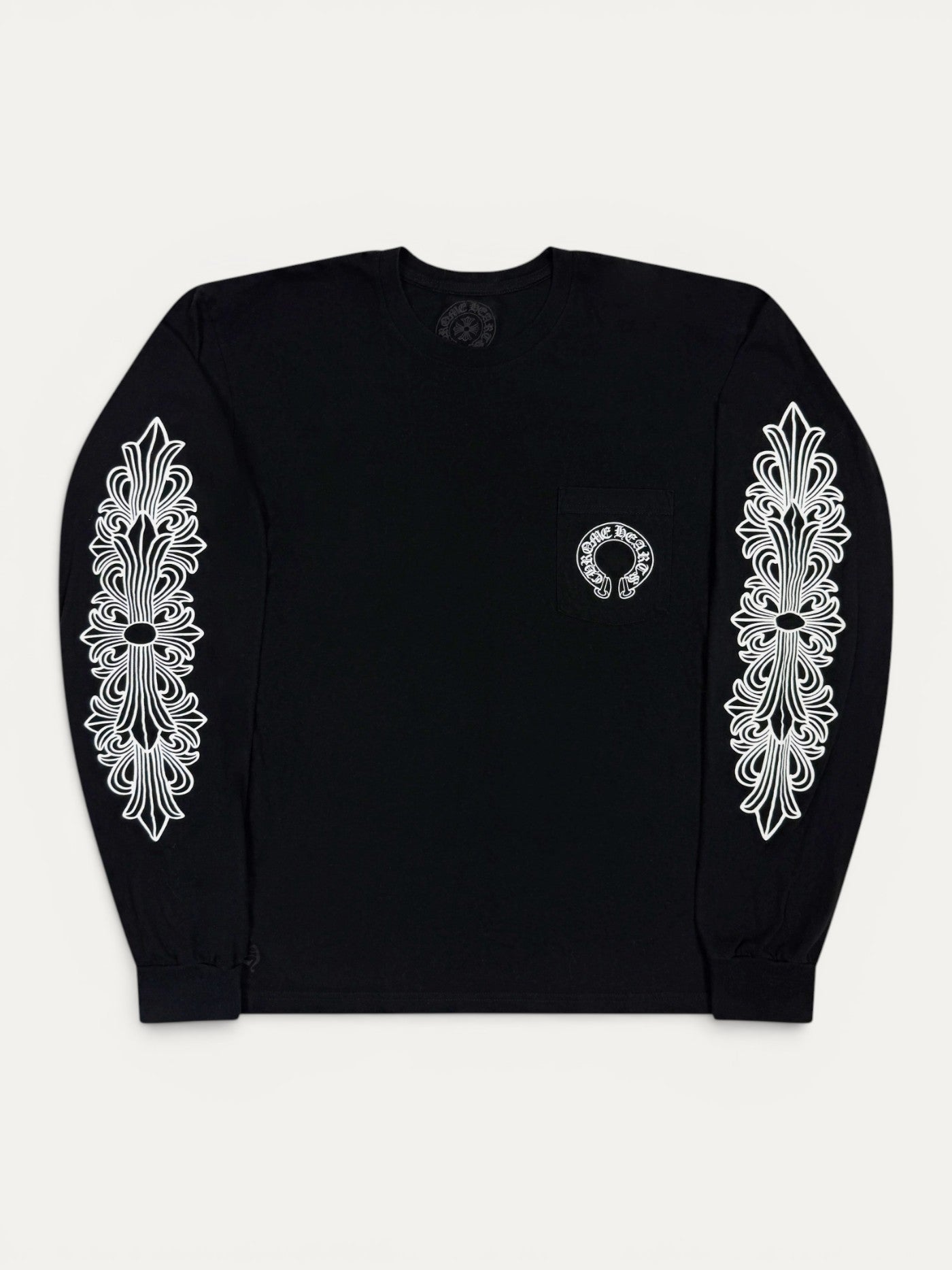 Chrome Hearts Black Floral Horseshoe Longsleeve