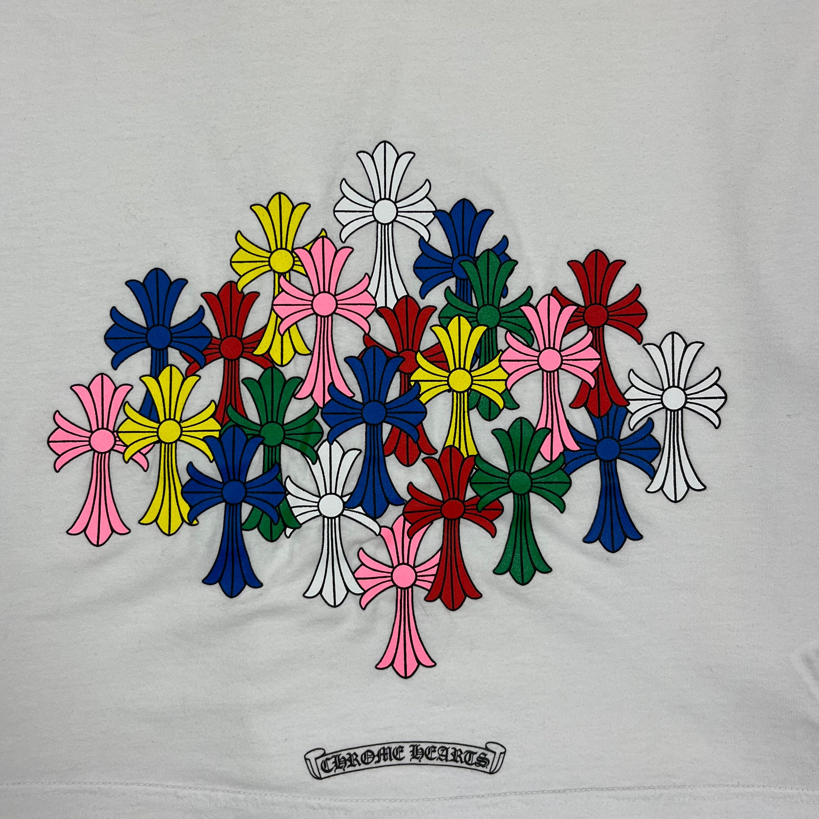 Chrome Hearts White Multi Color Cross Longsleeve