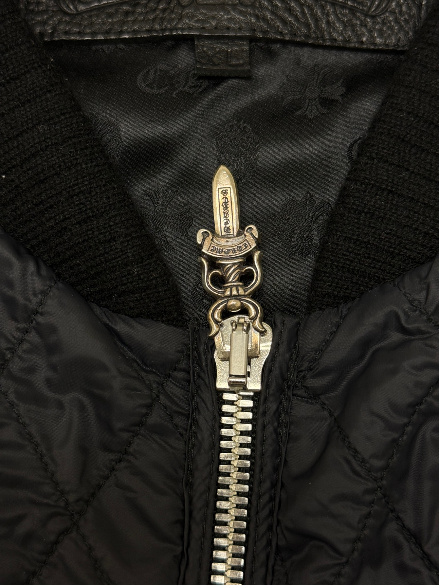 Chrome Hearts Black Cross Patch Flooded Quilted Vest