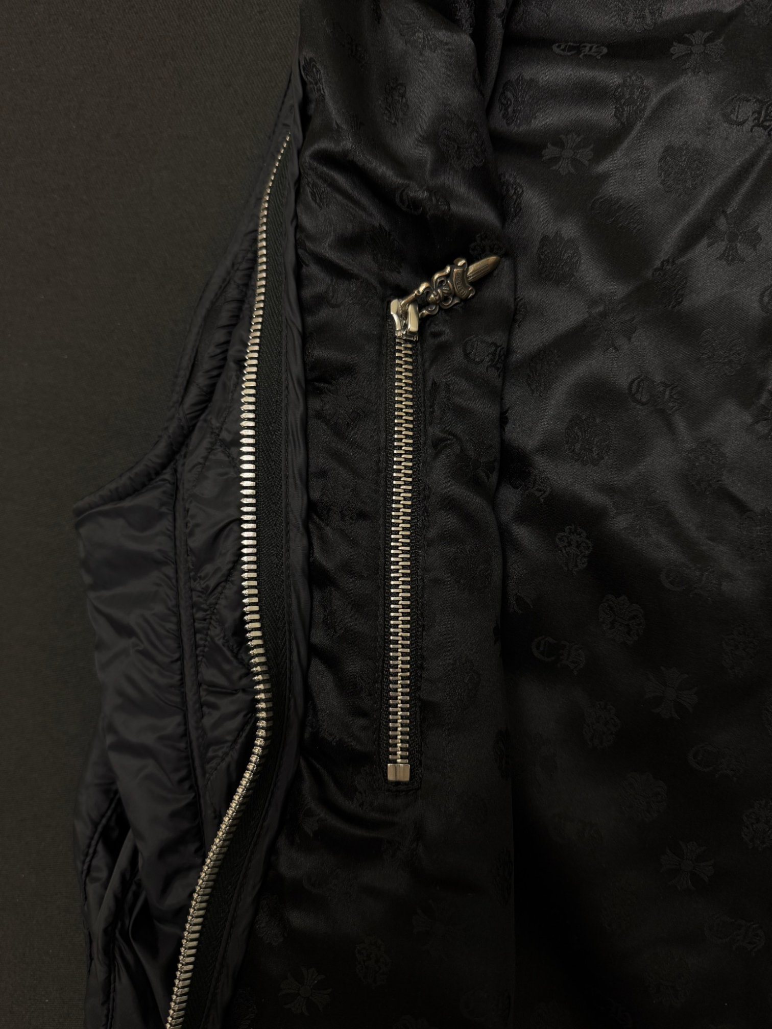 Chrome Hearts Black Cross Patch Flooded Quilted Vest