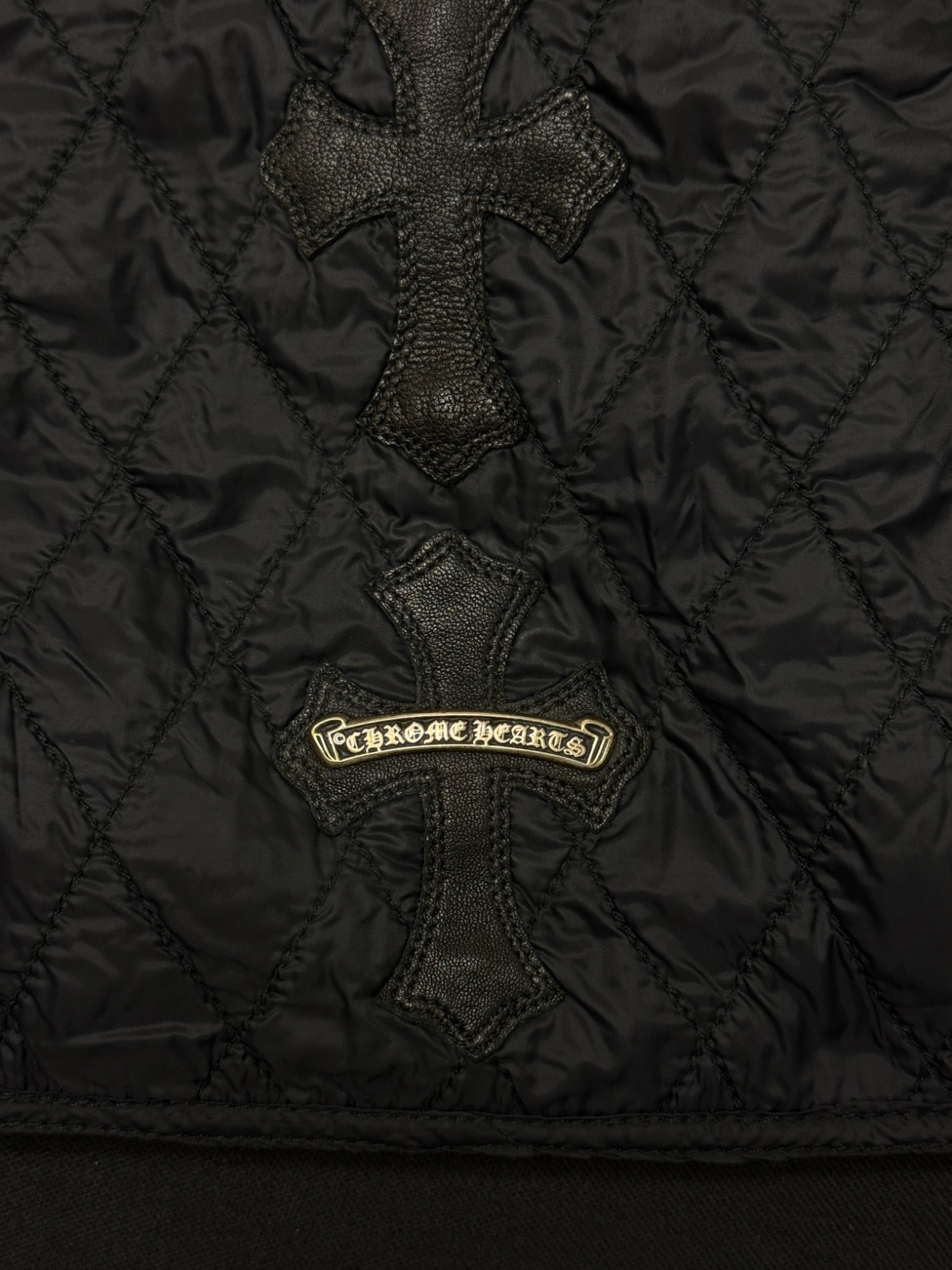Chrome Hearts Black Cross Patch Flooded Quilted Vest