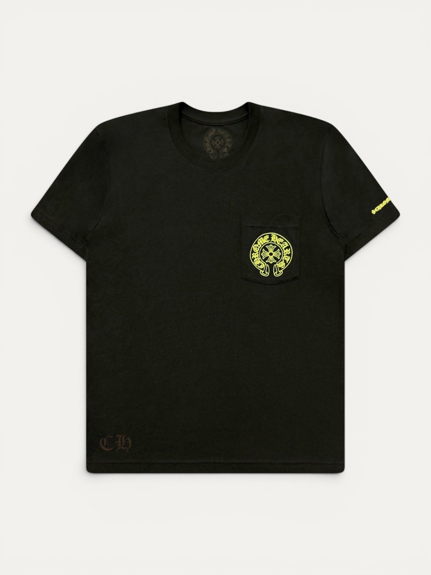 Chrome Hearts Neon Yellow Horseshoe Black Tee