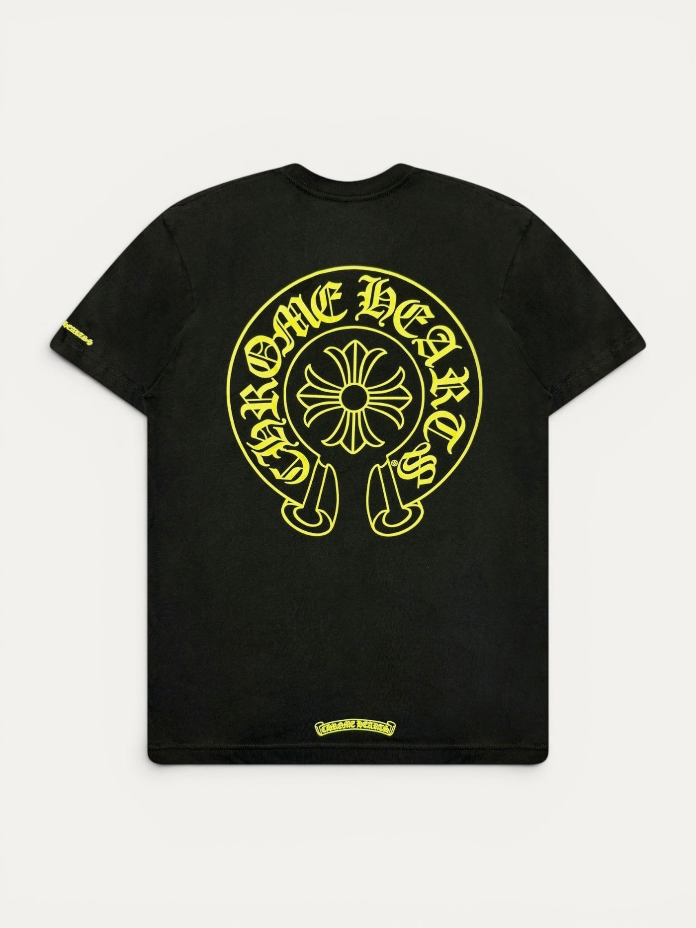 Chrome Hearts Neon Yellow Horseshoe Black Tee