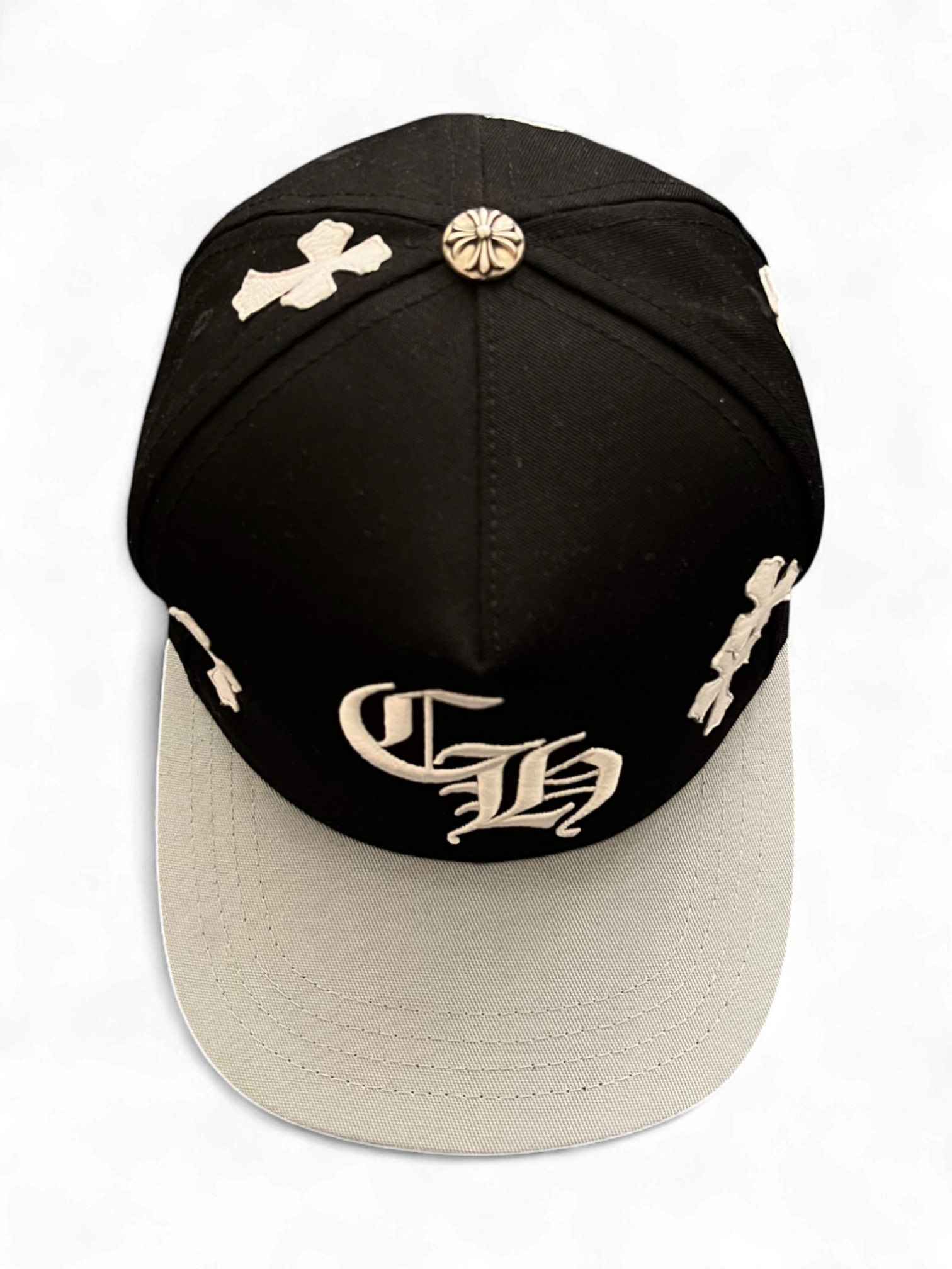 Chrome Hearts Black White Cross Patch Baseball Cap