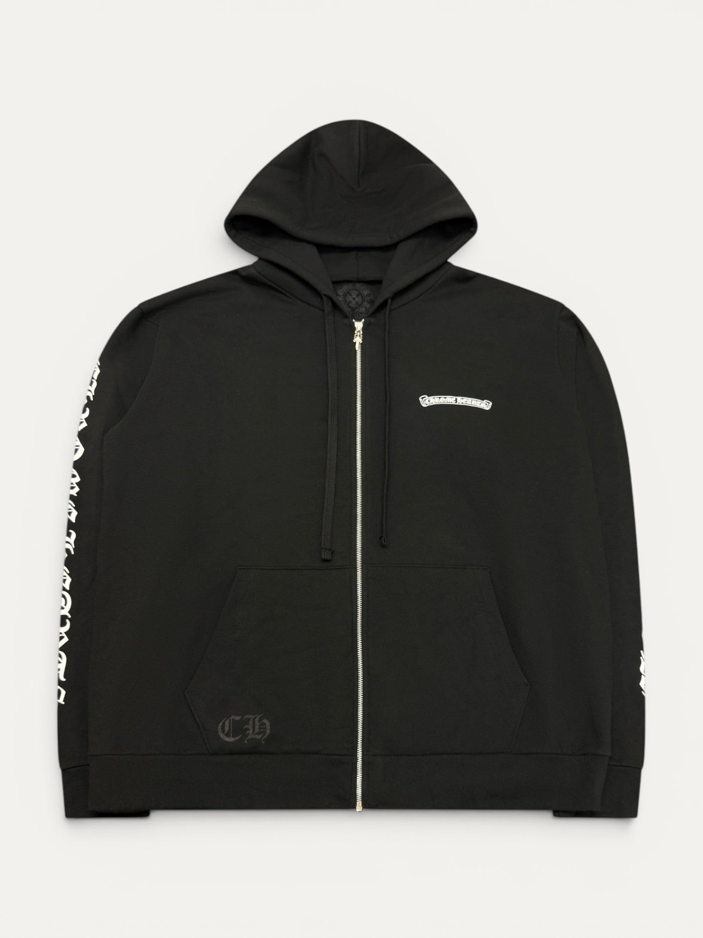 Chrome Hearts Black Scroll Logo Zip Up Hoodie