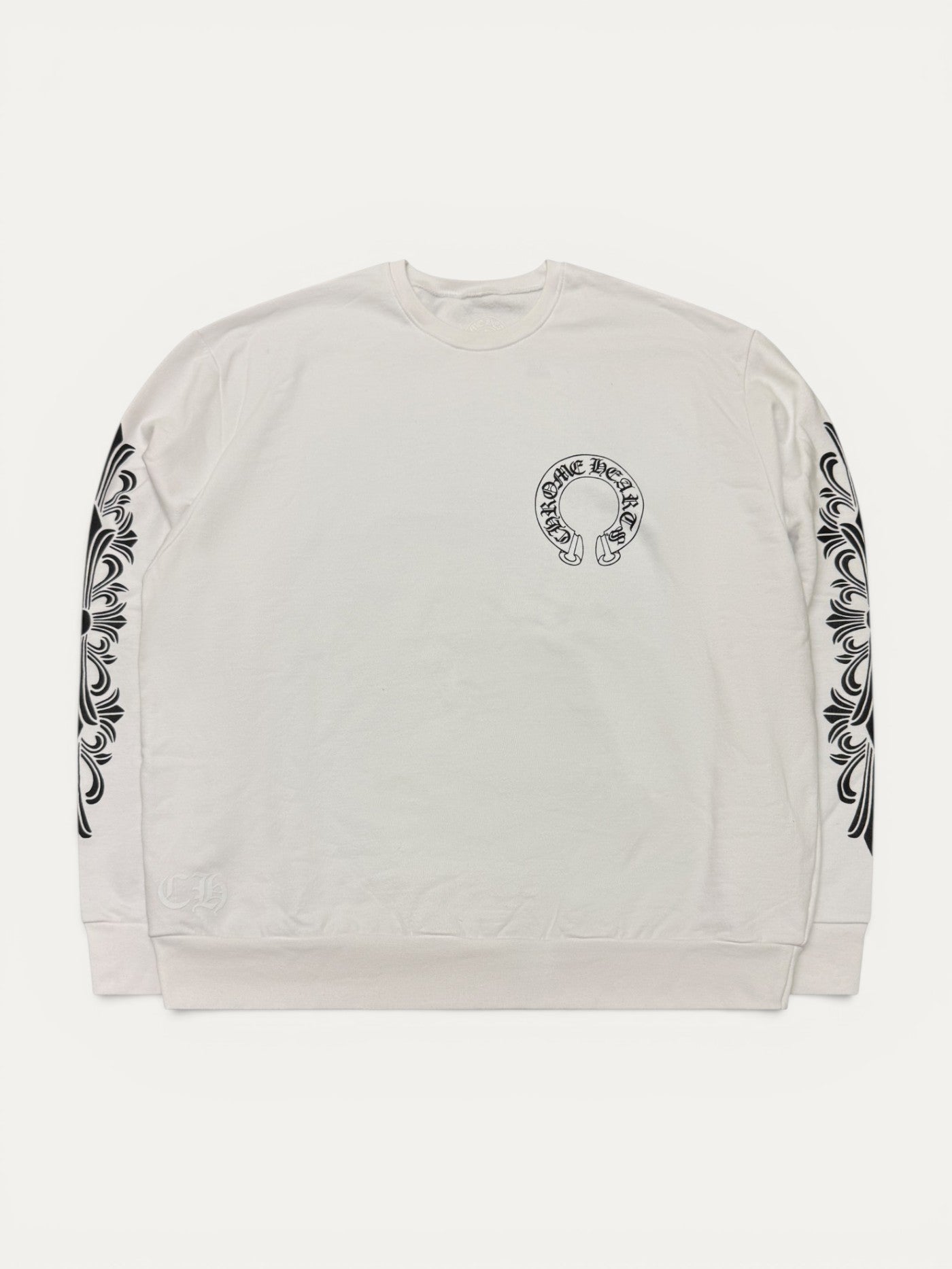 Chrome Hearts White Floral Horseshoe Crewneck