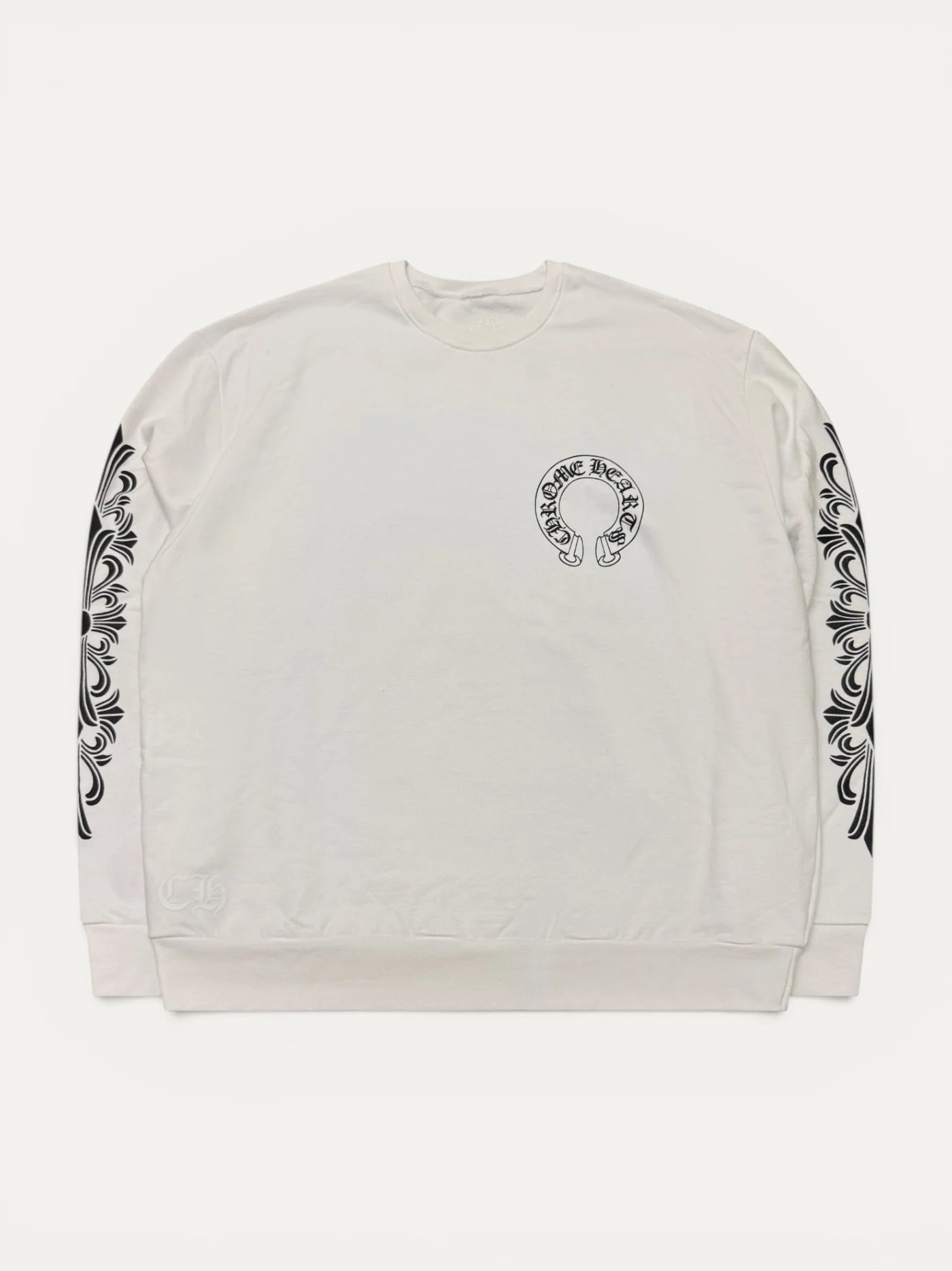 Chrome Hearts Horseshoe Logo Floral White Crewneck