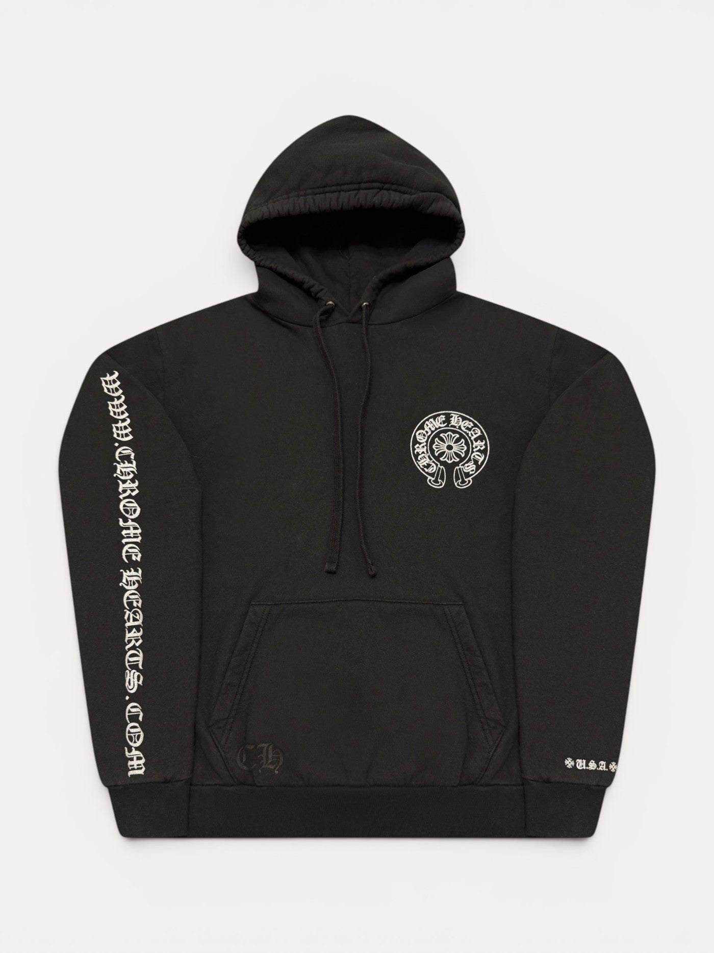 Chrome Hearts Silver Glitter Black Horseshoe Hoodie
