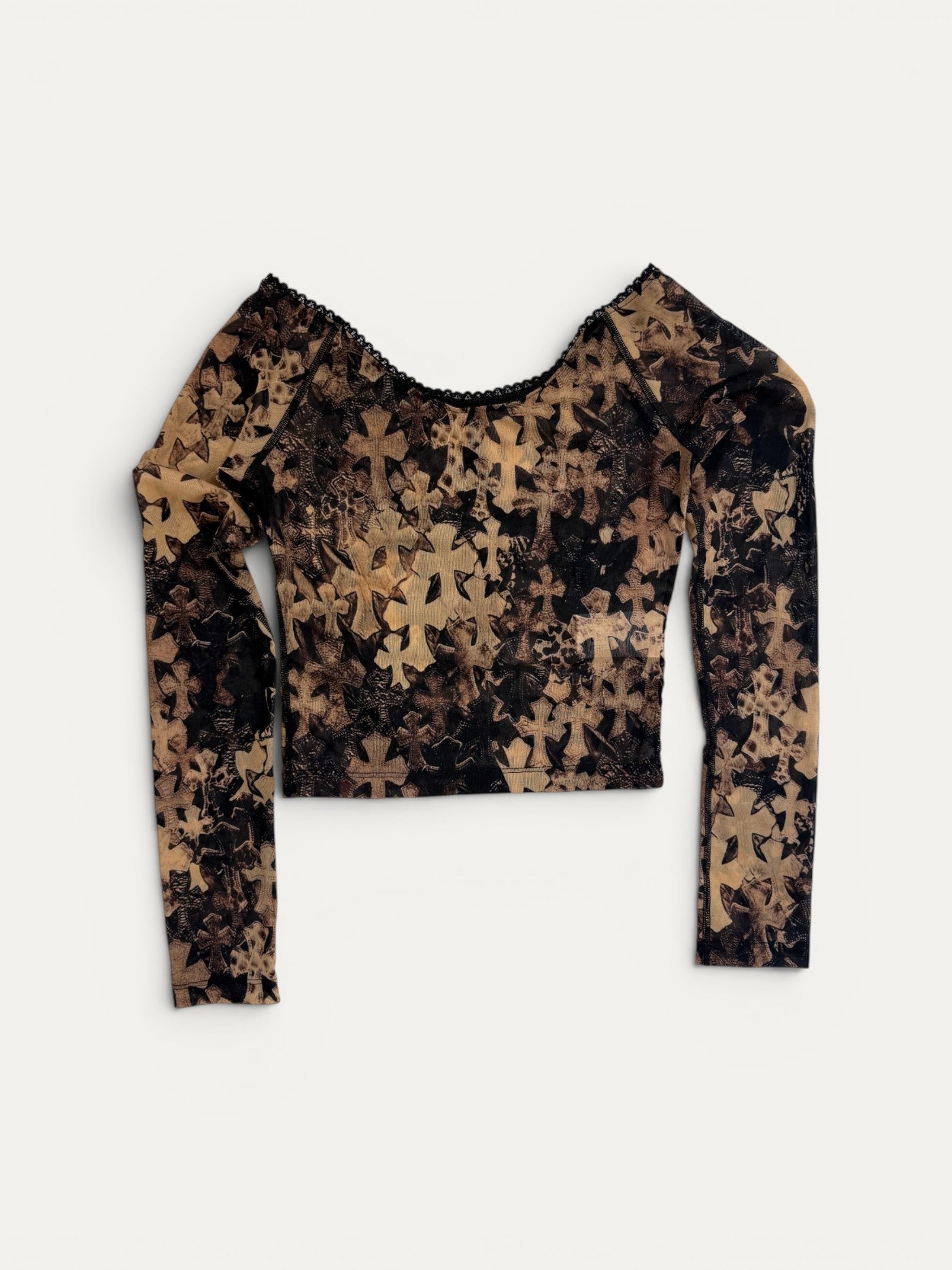 Chrome Hearts Flooded Brown Cross Patch Top