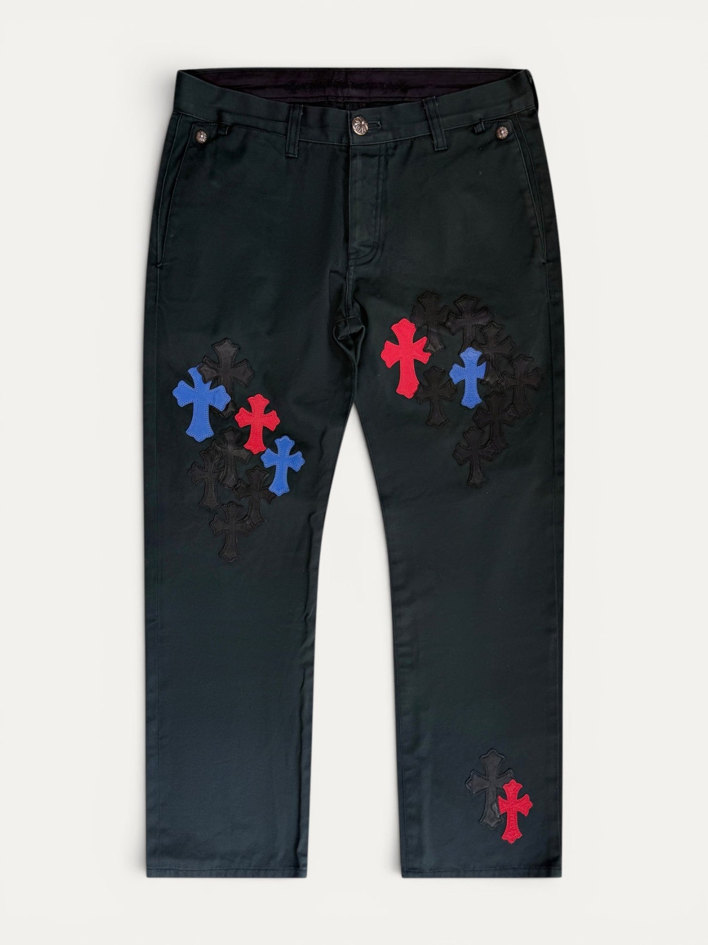 Chrome Hearts Multi Colour Red Blue Cross Patch Chino Pants