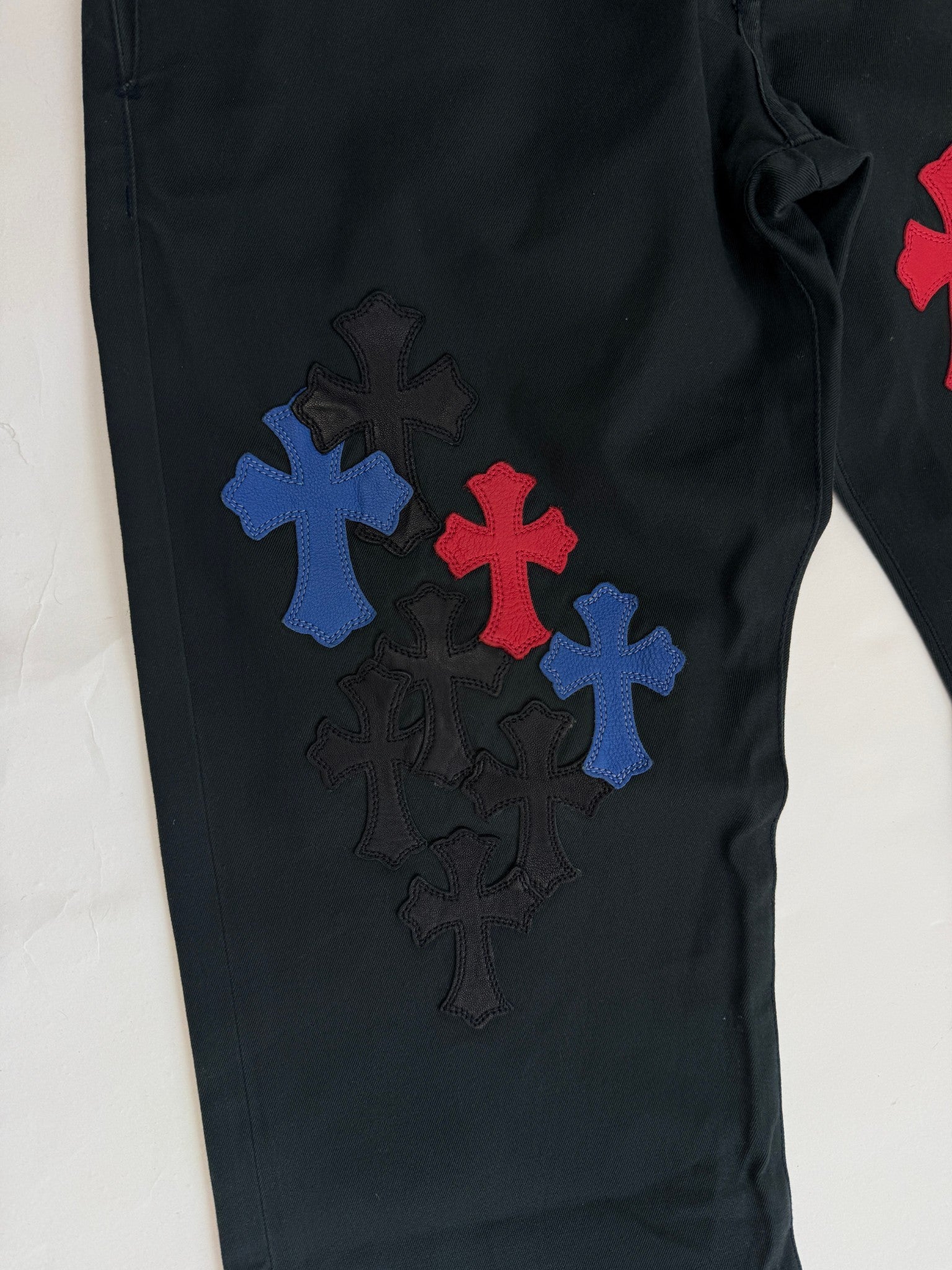 Chrome Hearts Multi Colour Red Blue Cross Patch Chino Pants