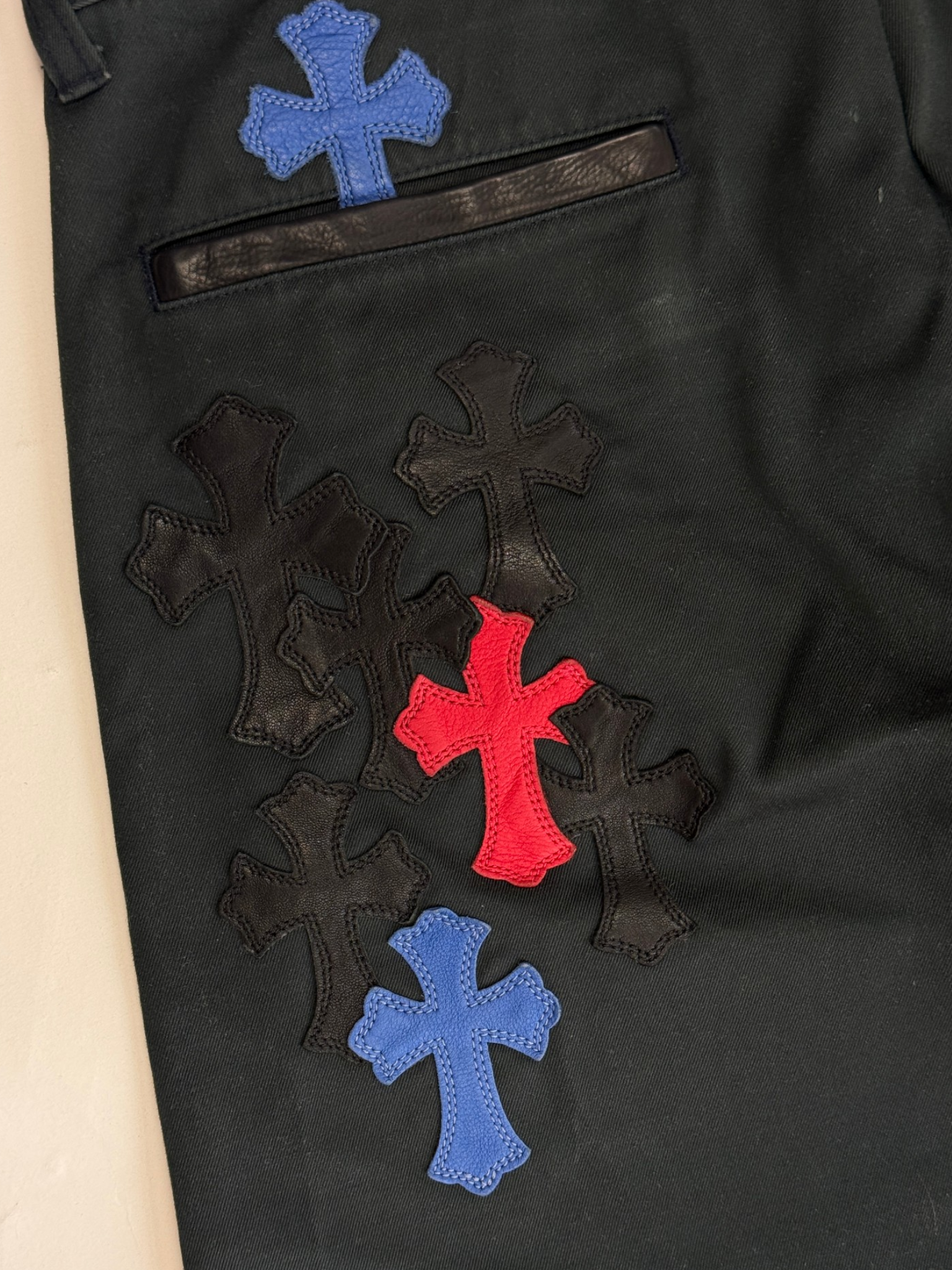 Chrome Hearts Multi Colour Red Blue Cross Patch Chino Pants