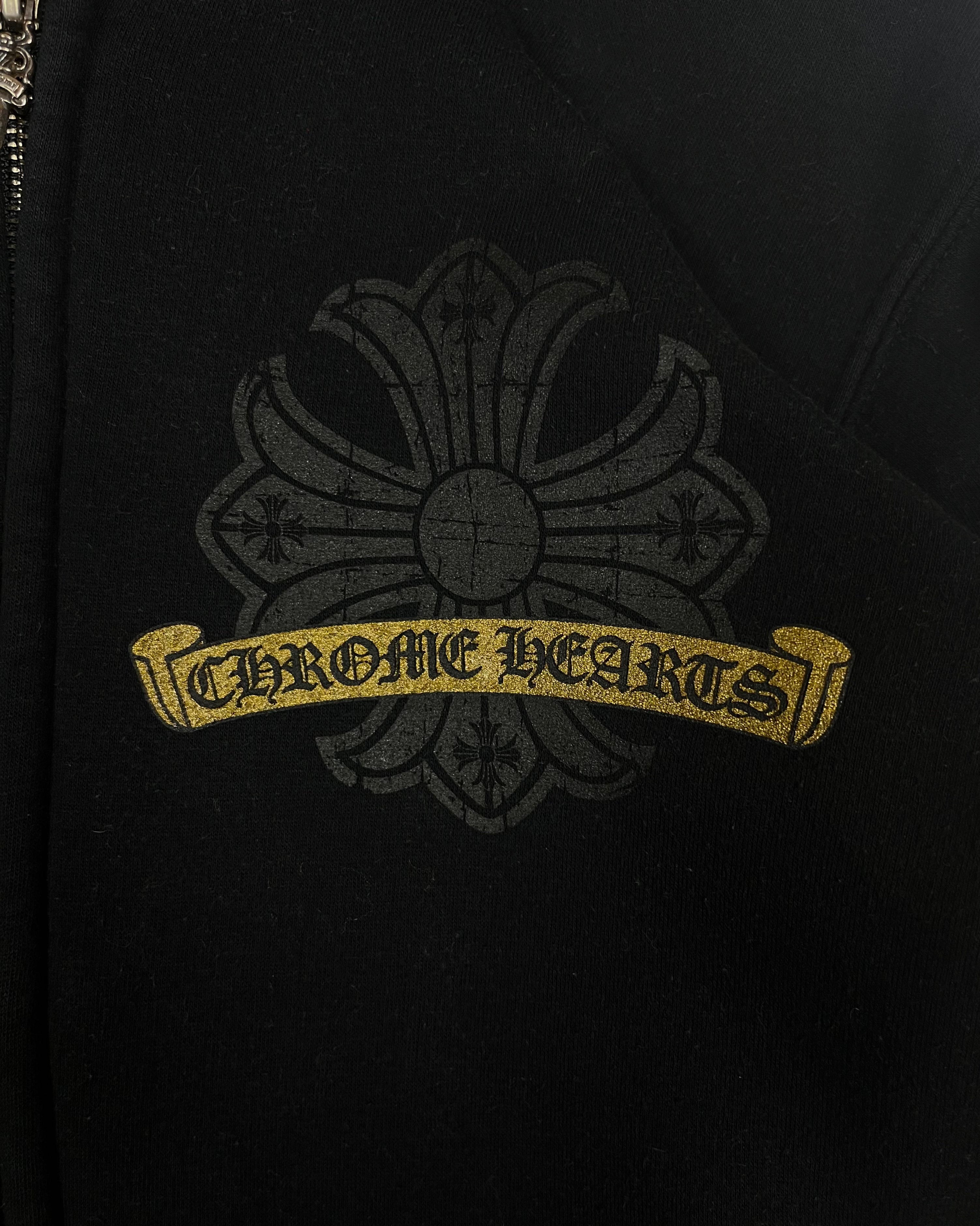 Chrome Hearts Gold Cross Logo Thermal Hoodie