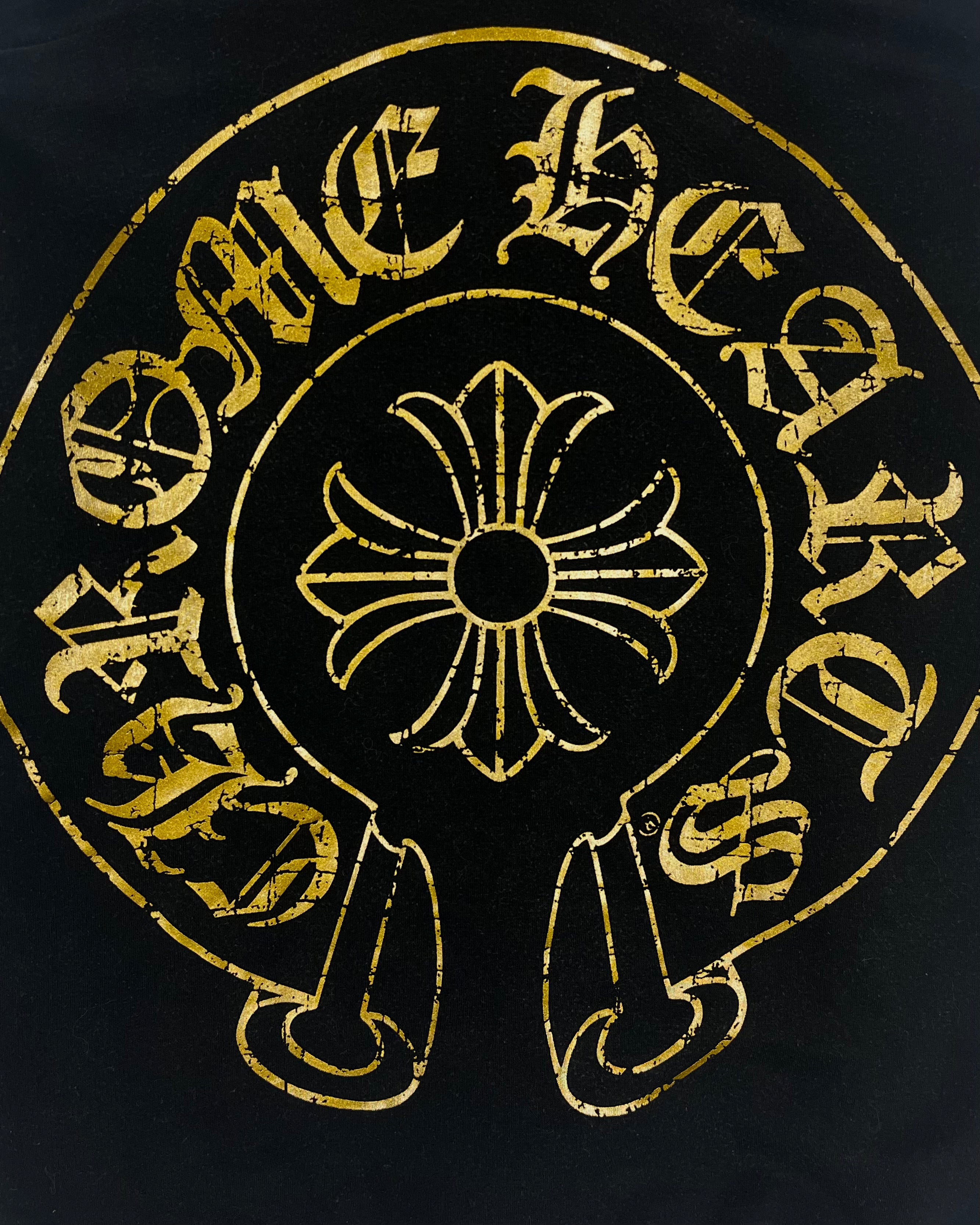 Chrome Hearts Gold Cross Logo Thermal Hoodie