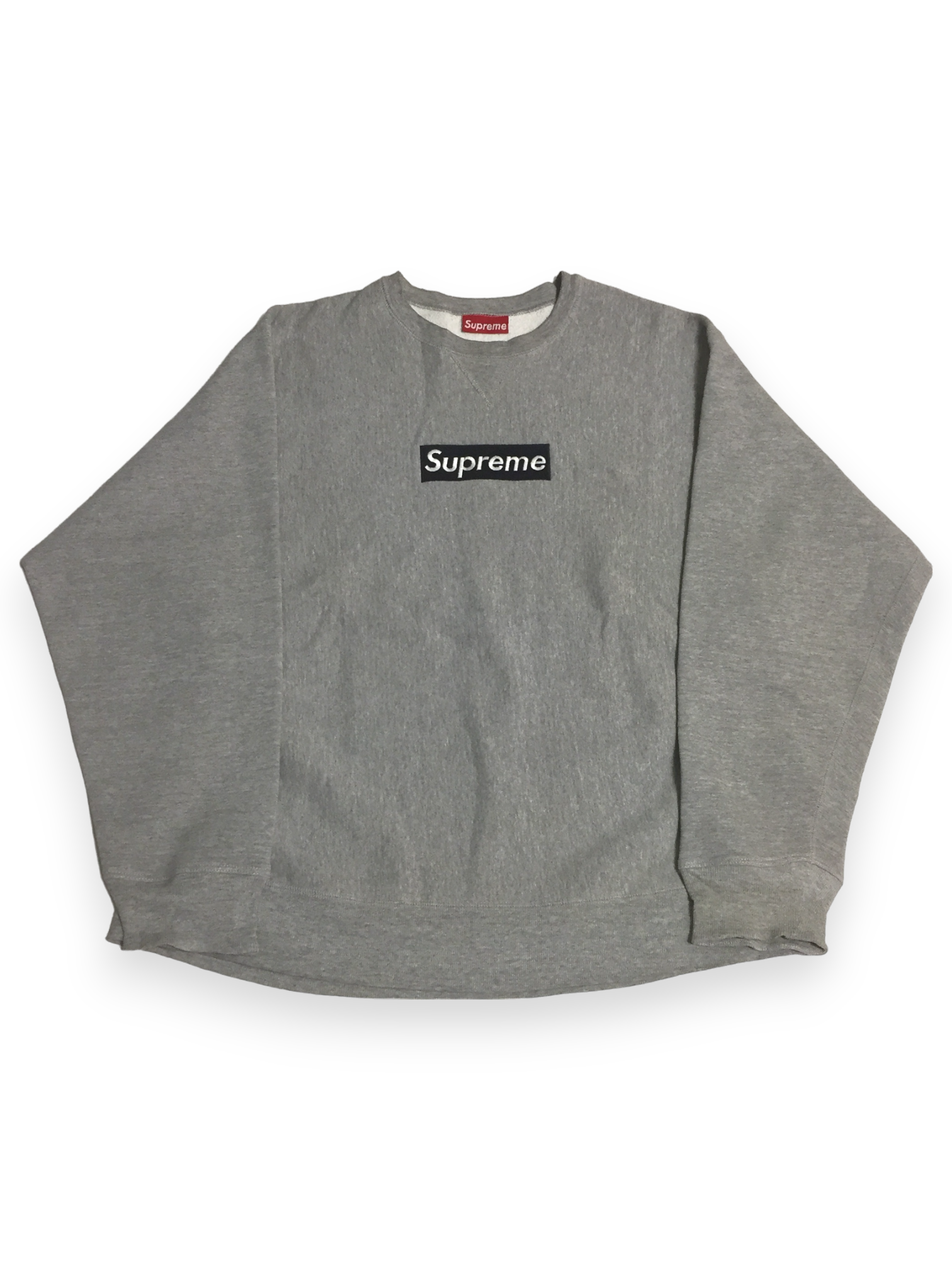 1997 Supreme Navy Grey Box Logo Crewneck